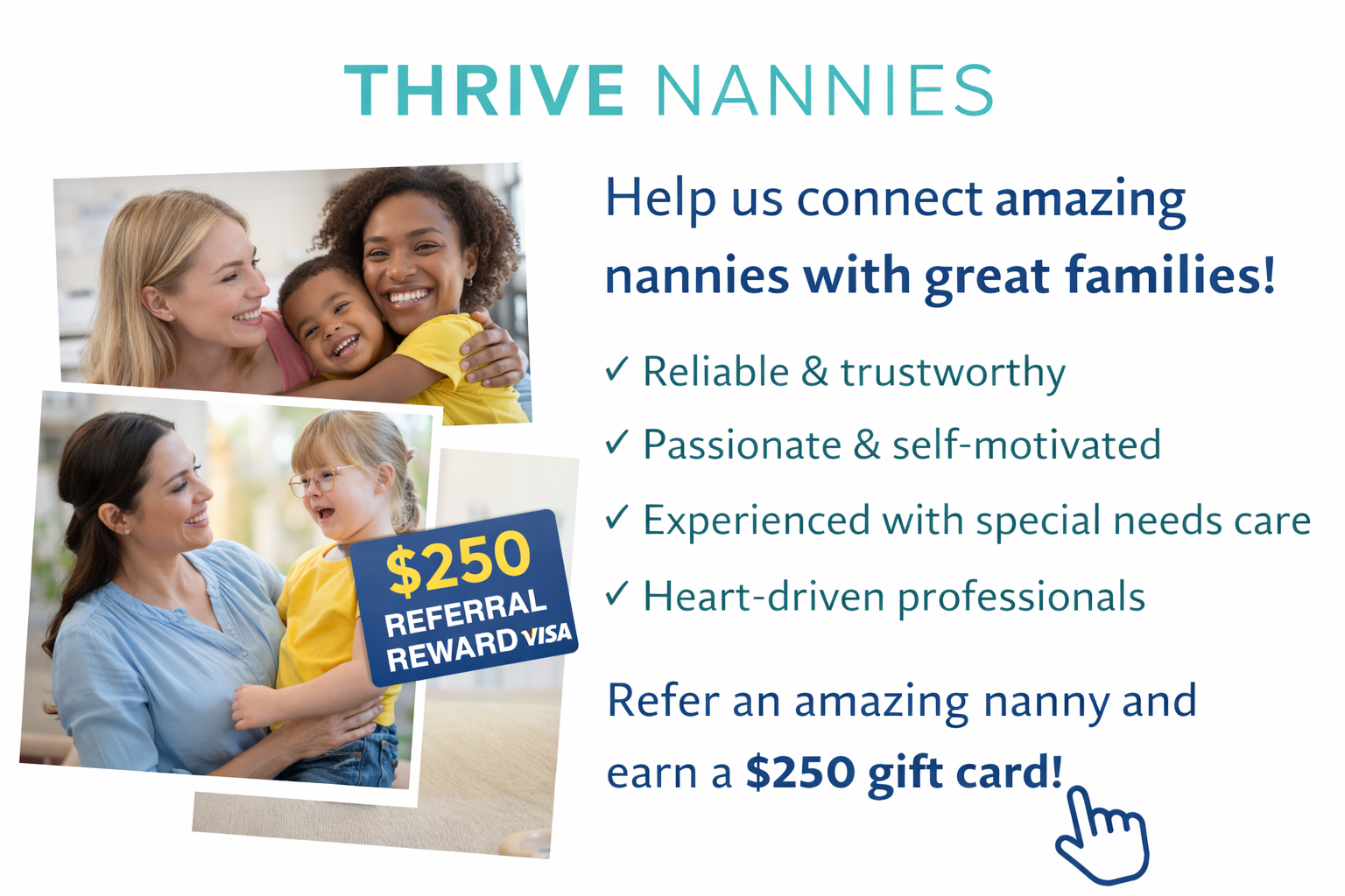 The Kind of Nanny Thrive Loves to Place (and how you can earn $250 for helping us find them!)