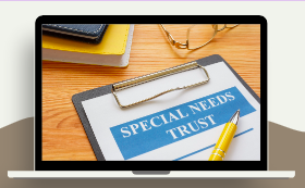 image of a laptop with screen image saying special needs trust