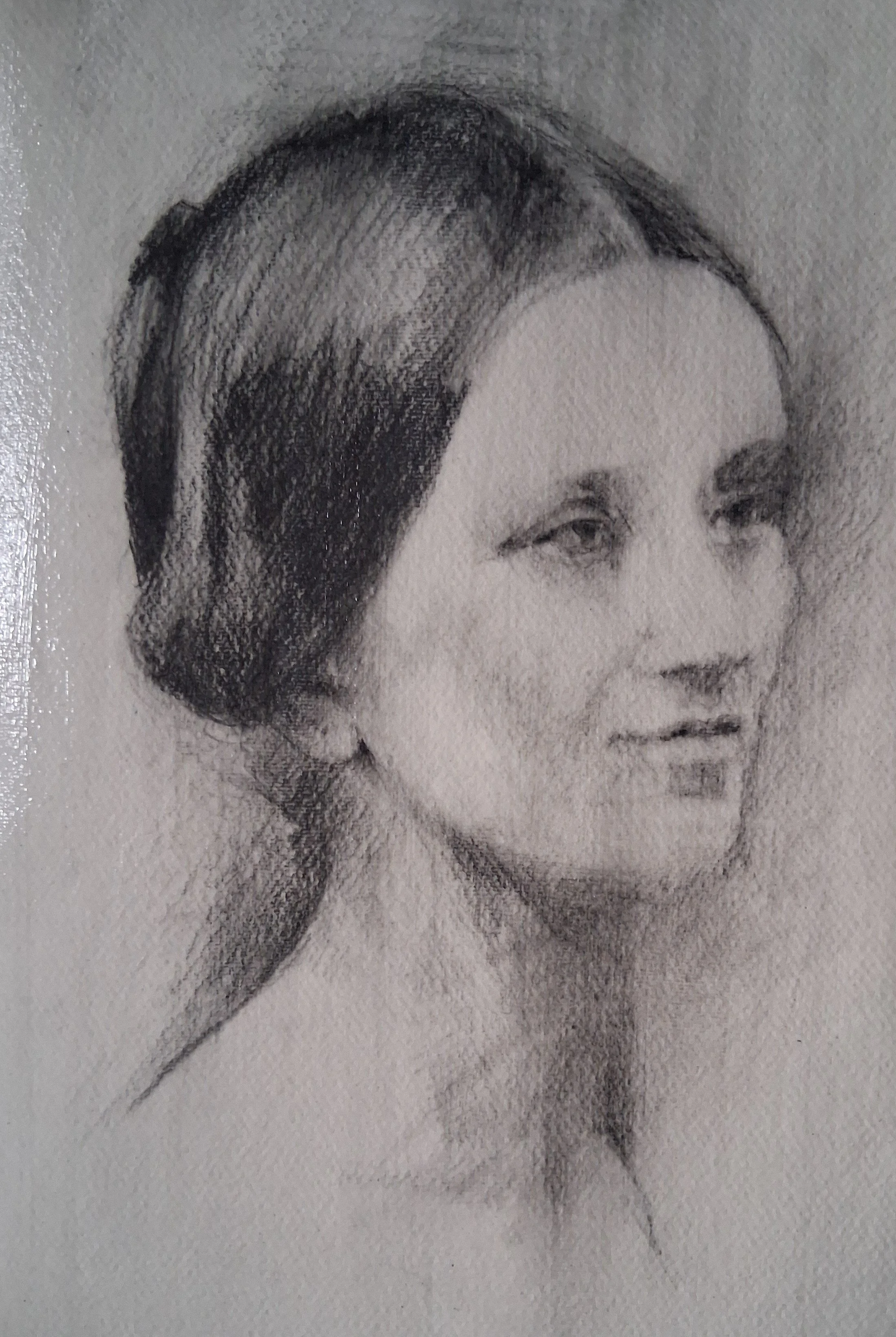 Clara Schumann pencil and charcoal  drawing