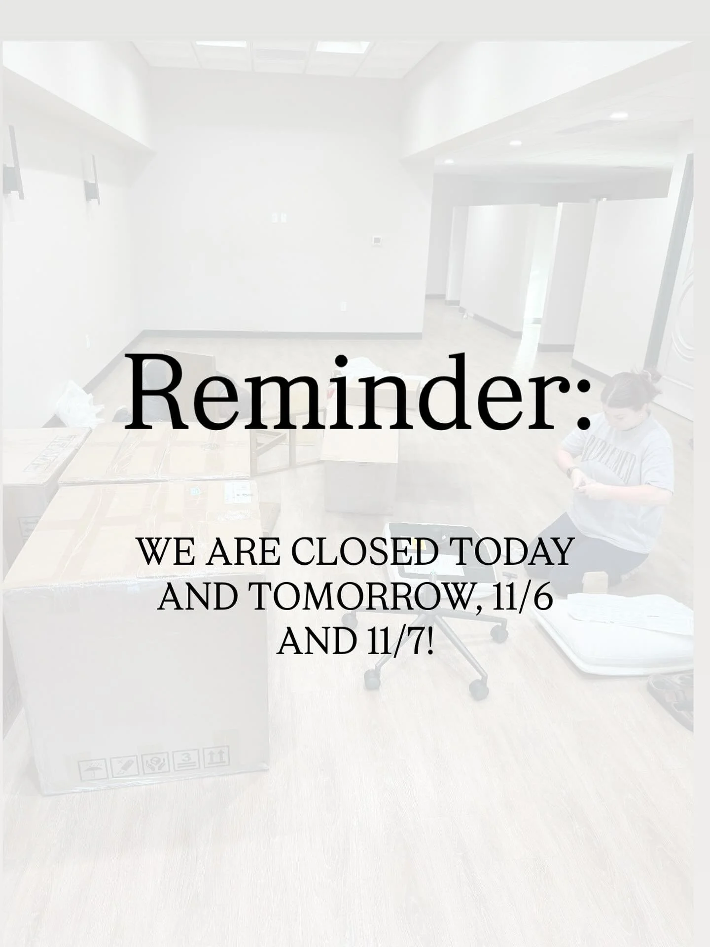 REMINDER, Lux Life fam! 

We are CLOSED today, 11/6 and tomorrow, 11/7 to assemble and get things ready over at the new space! 

And one more reminder to everyone - COME HANG WITH US SATURDAY! Our grand opening is happening from 10-2 at 330 N Broadwa