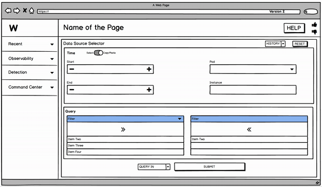 Version 2: I redesigned the query selector after getting the team’s feedback.