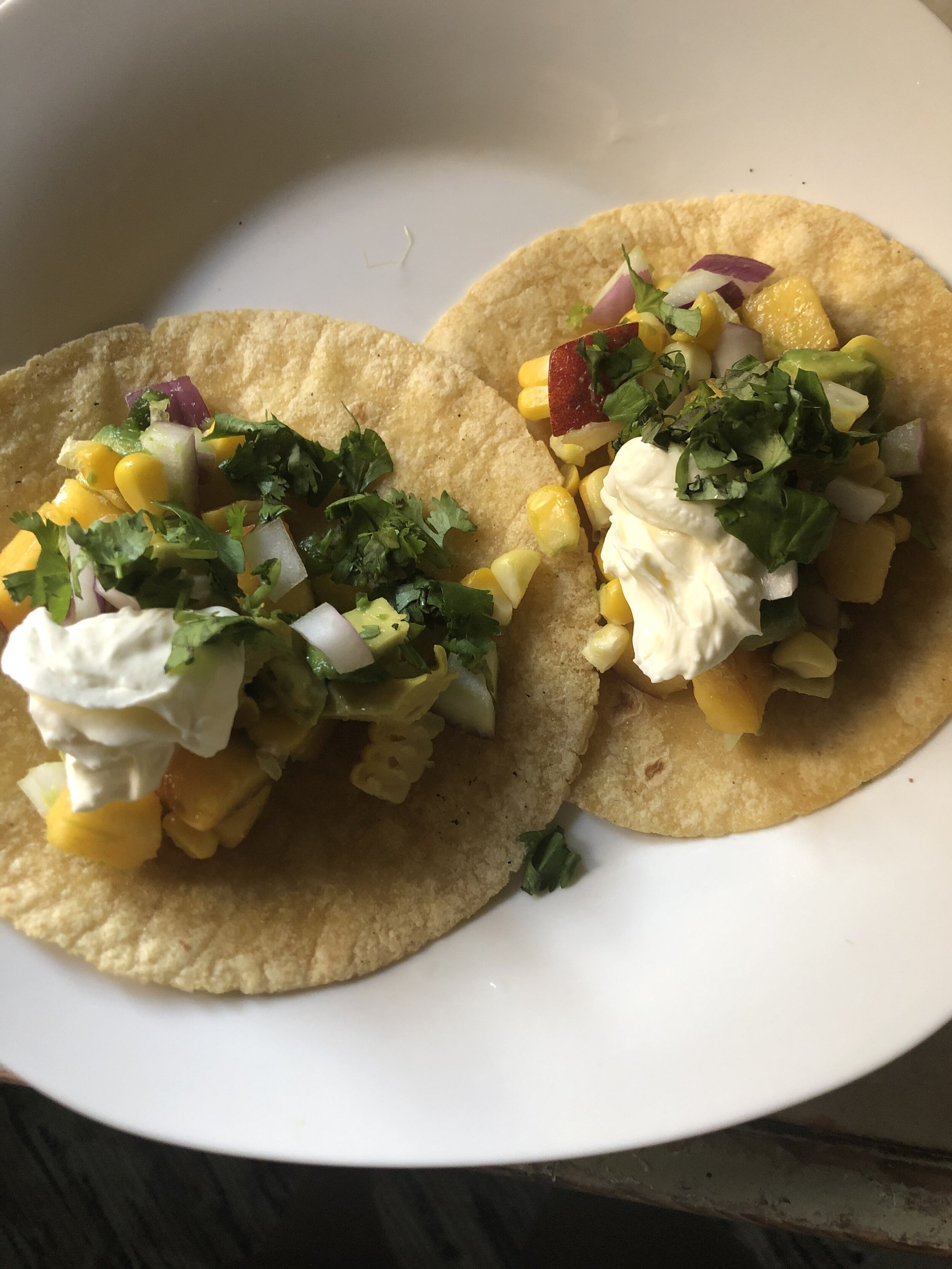 Peach and Grilled Corn Tacos 