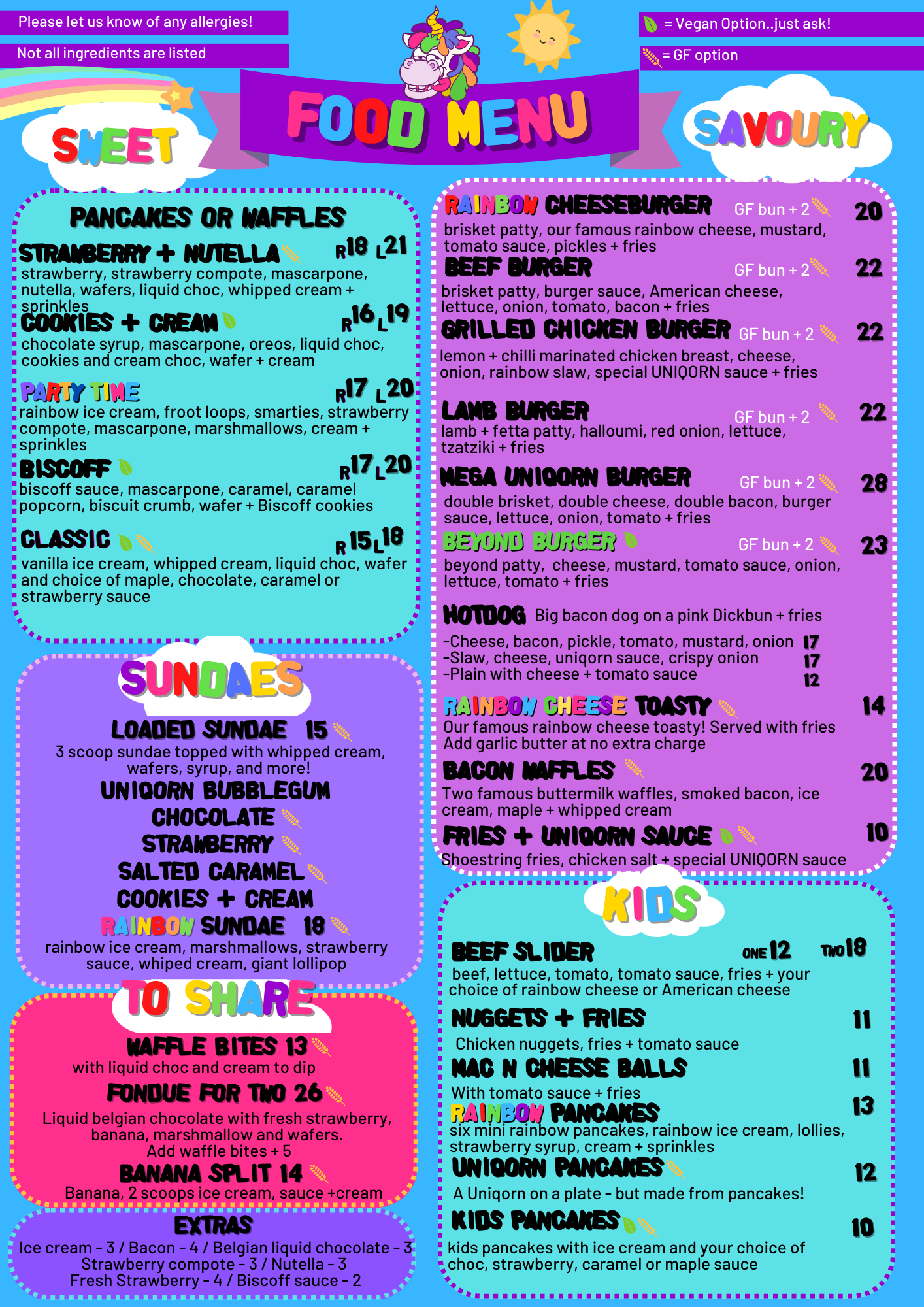Glenelg Menu — Uniqorn Eats