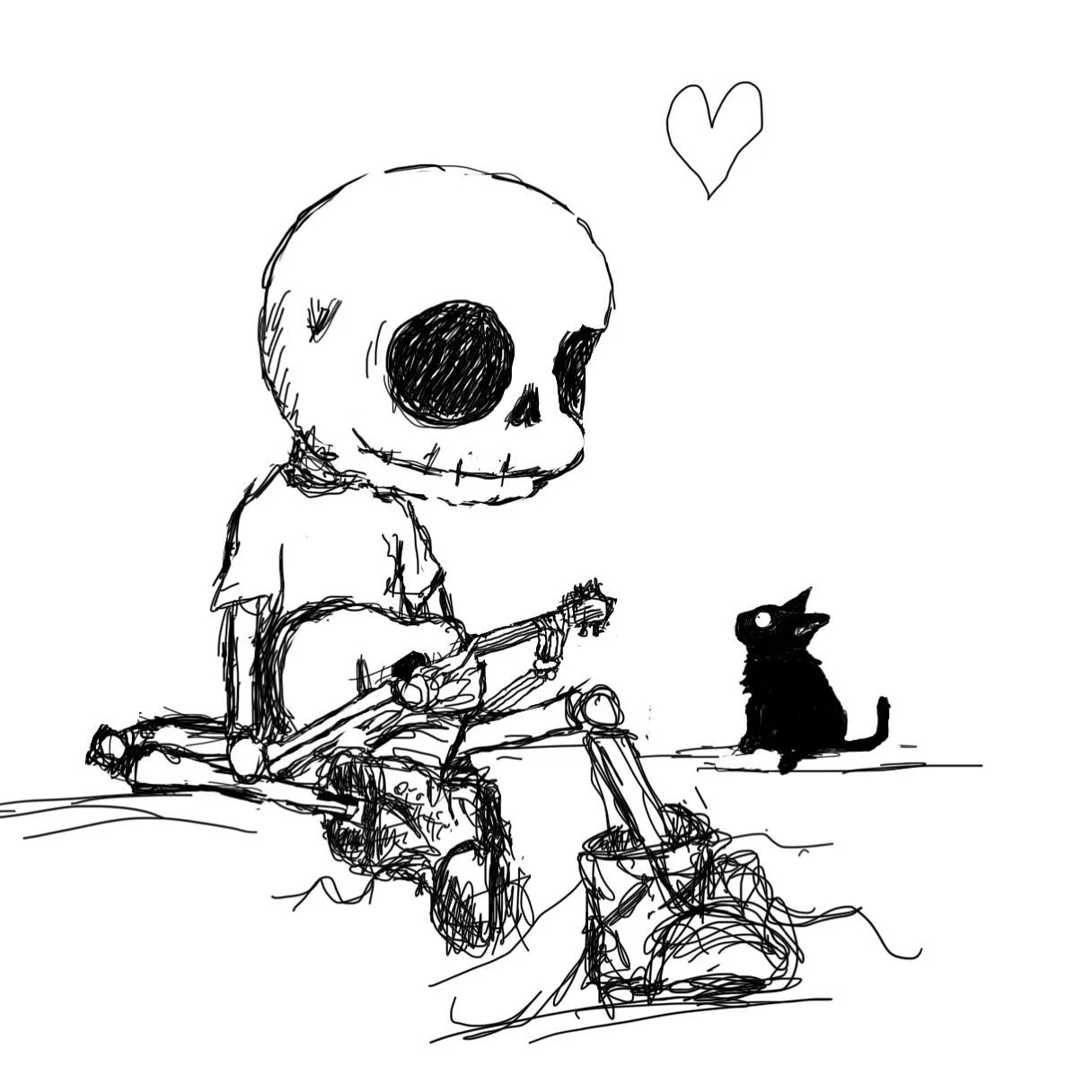 Another sketchy doodle ☠️

#ukulele #creepycute #rogertheskeleton #blackcats #skulls #darkart #alternative #millie_and_the_wolf