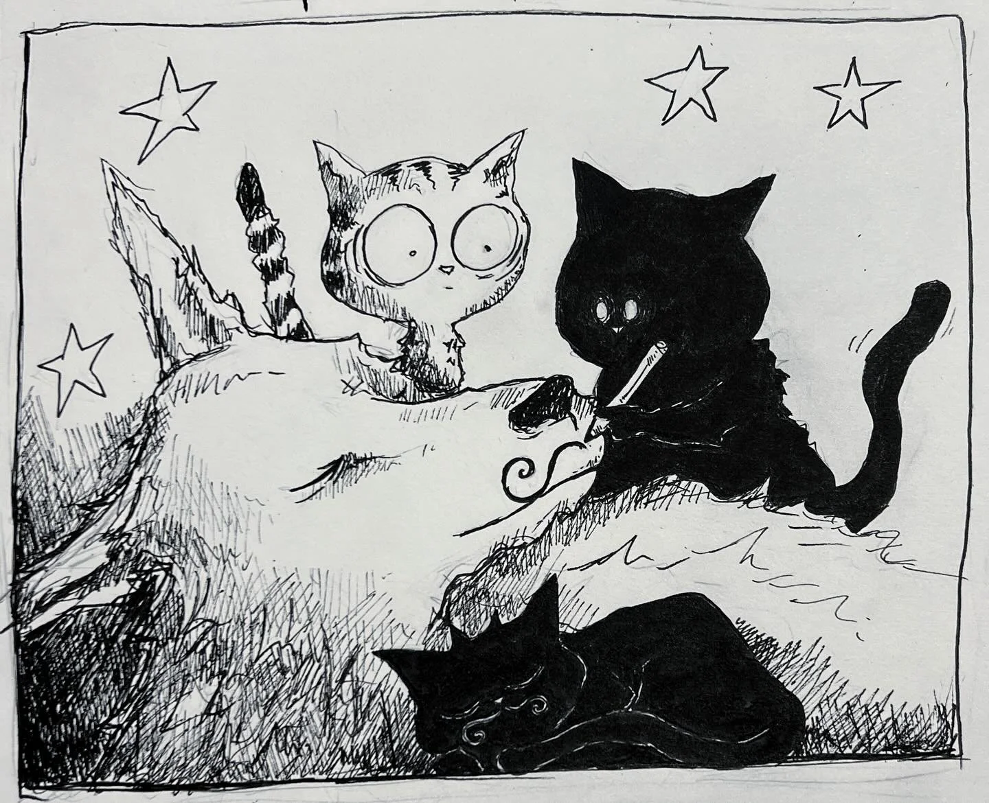 It&rsquo;s October!! 
Time for #inktober &hellip; !!! Who knows if I can complete the whole month BUT&hellip; here is day one&hellip;

&lsquo;Mustache&rsquo; 

#mustache #inktoberday1  @inktober @inktober_2025 #drawingchallenge #millie_and_the_wolf