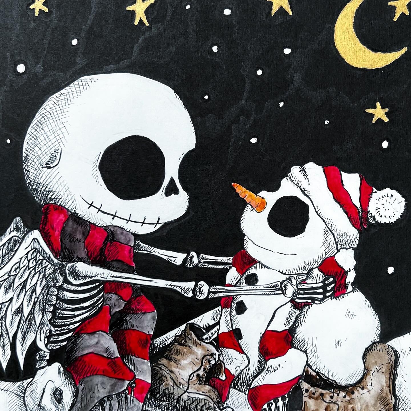 ❄️☃️☠️✨

Do you wanna??? 

#doyouwannabuildasnowman #snowman #christmascard #roger #creepmas #creepmascards #gothchristmas #millie_and_the_wolf