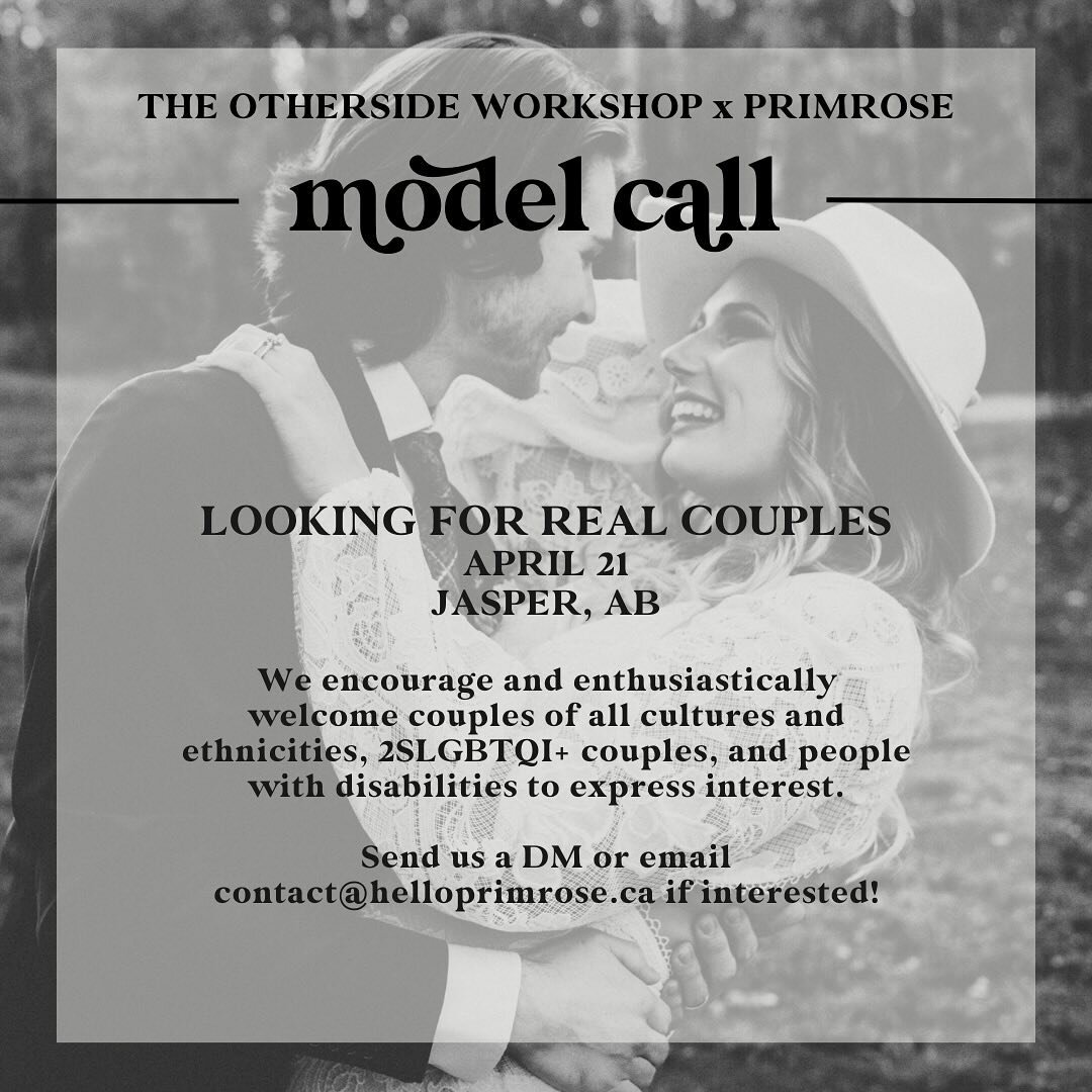 📣MODEL CALL📣

We are looking for a real couple for our styled shoot at @theothersideworkshop in Jasper on April 21st. Call time is early, so you will need to be in Jasper on the 20th, accommodations covered!

If interested, send us a DM or email co