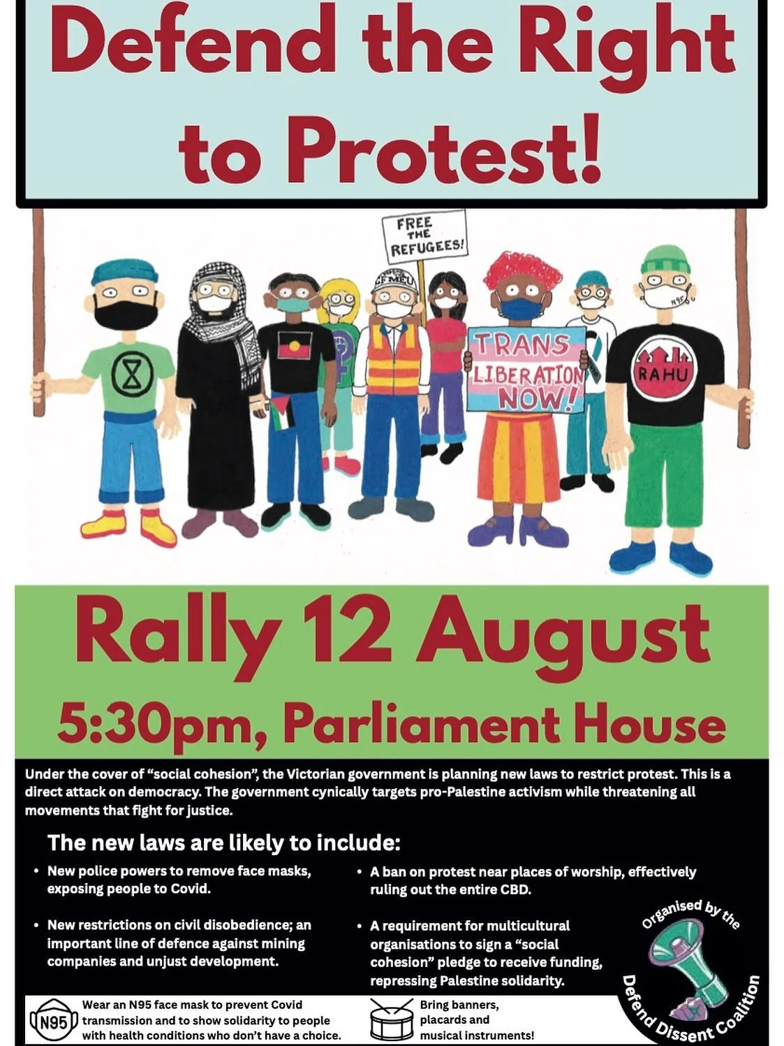 Join Kinglake Friends of the Forest at the protest organised by the Defend Dissent Coalition. Parliament House, Spring St. 5.30pm, this Tuesday August 12.