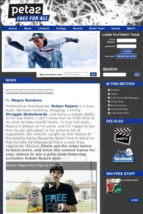 Featured cover article on PETA2 website.