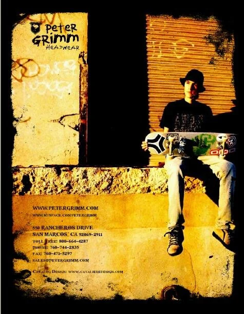 Back Cover of the PETER GRIMM headwear catalogue. 