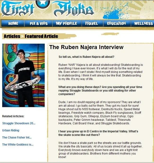 Interview for FIRST STOKE website. 