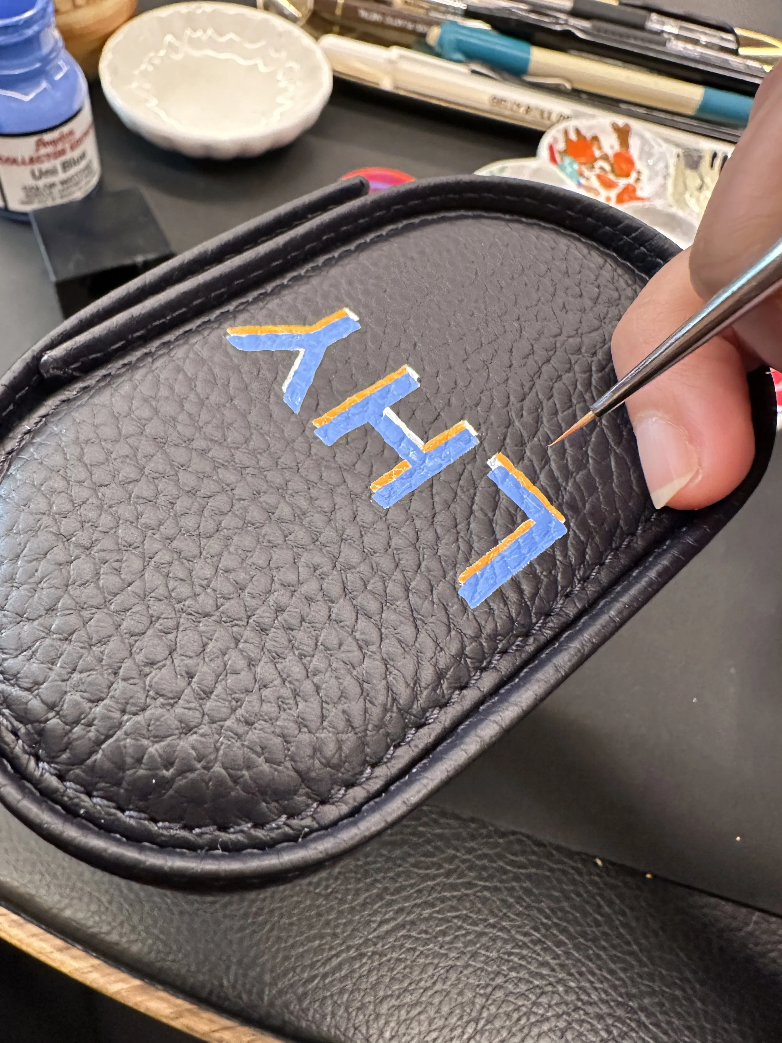 On-site Monogram Leather Painting on Watch Rolls for Gerard Charles in Hong Kong