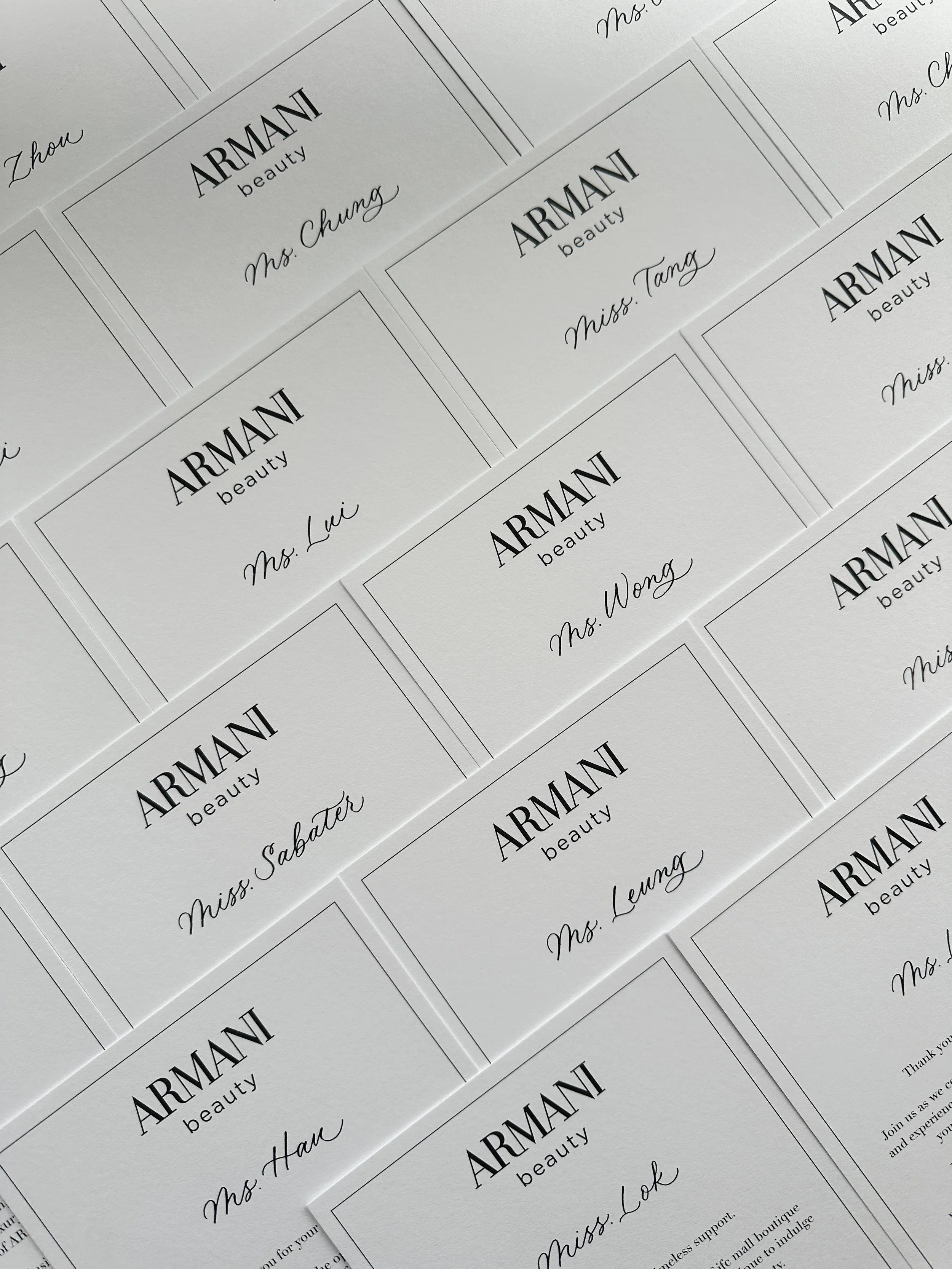Calligraphy on Invitations Hong Kong - for Armani Beauty