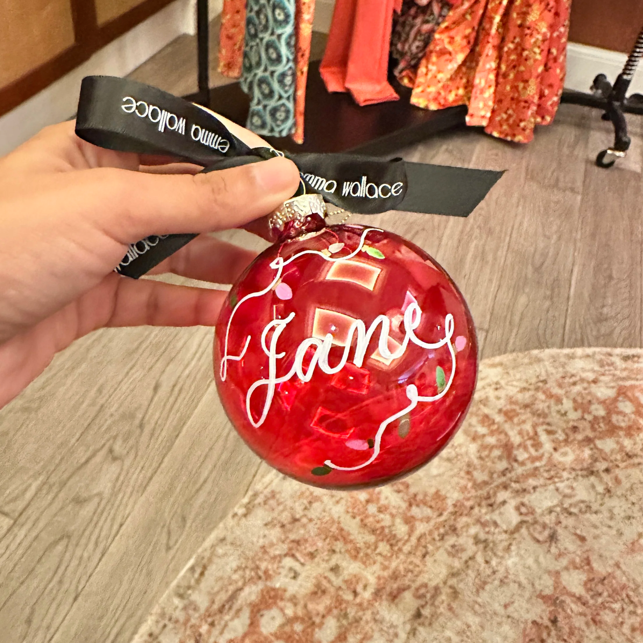 On-site calligraphy on christmas baubles hong kong - for Emma Wallace