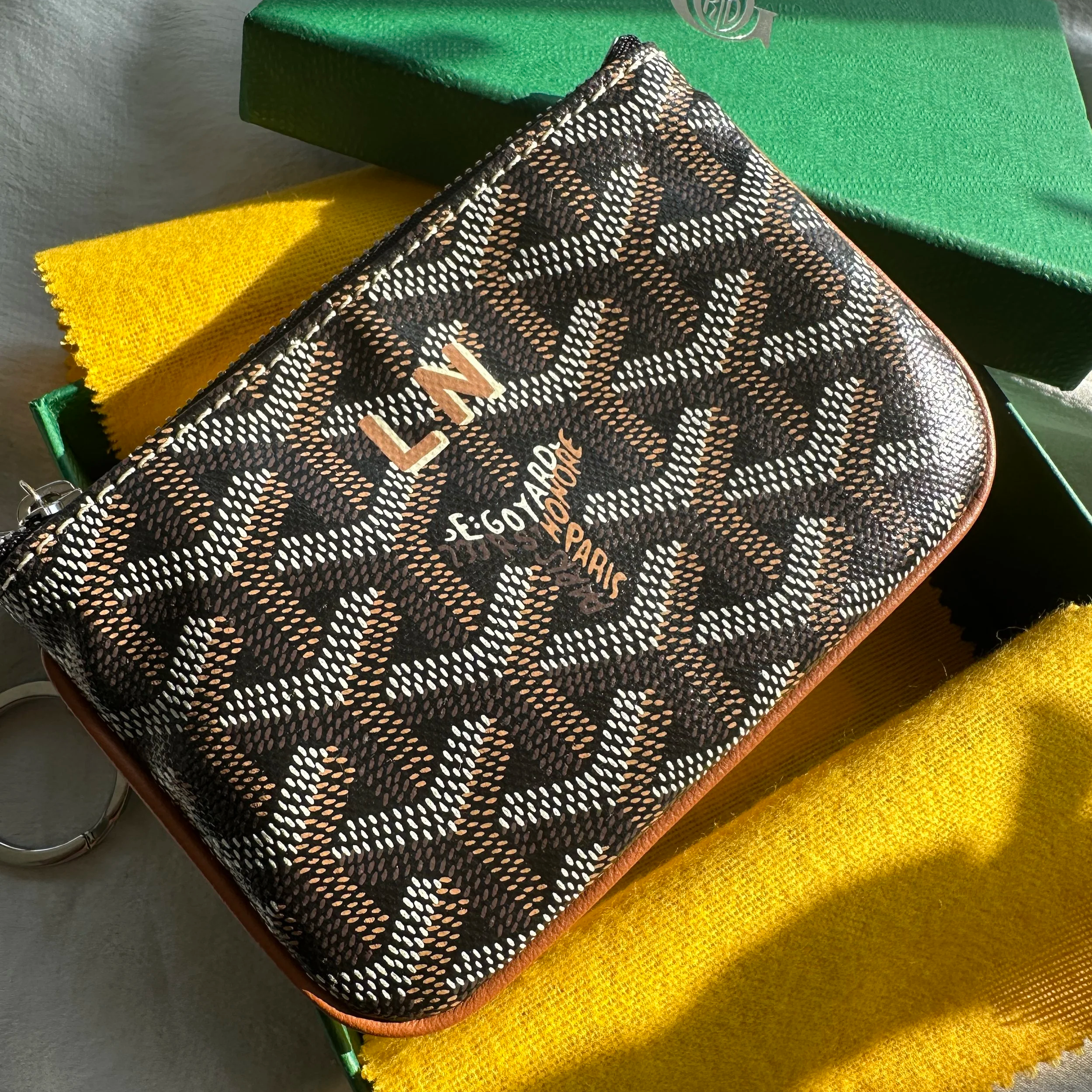 Leather painting initials on Goyard Hong Kong