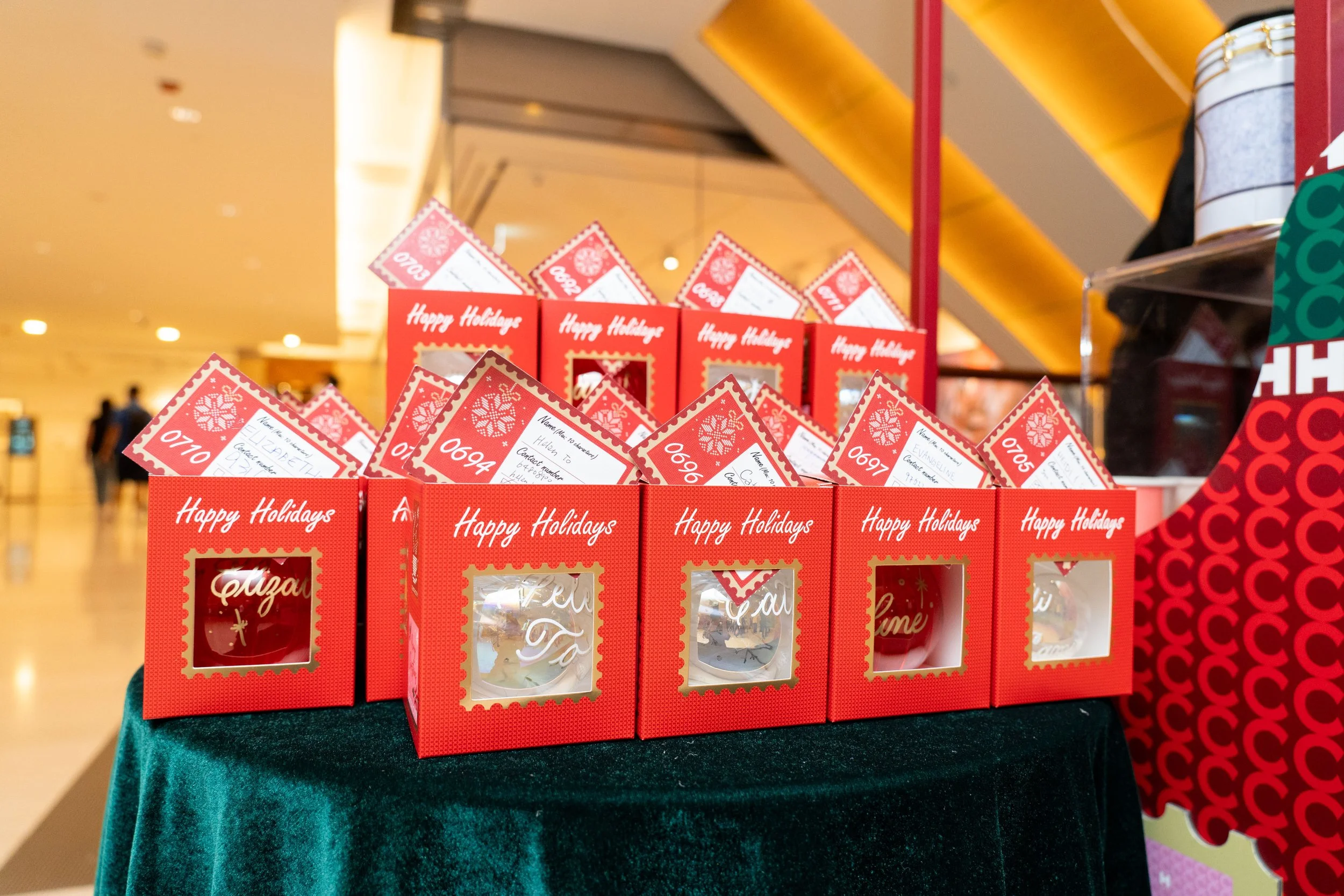 On-site calligraphy on christmas baubles hong kong