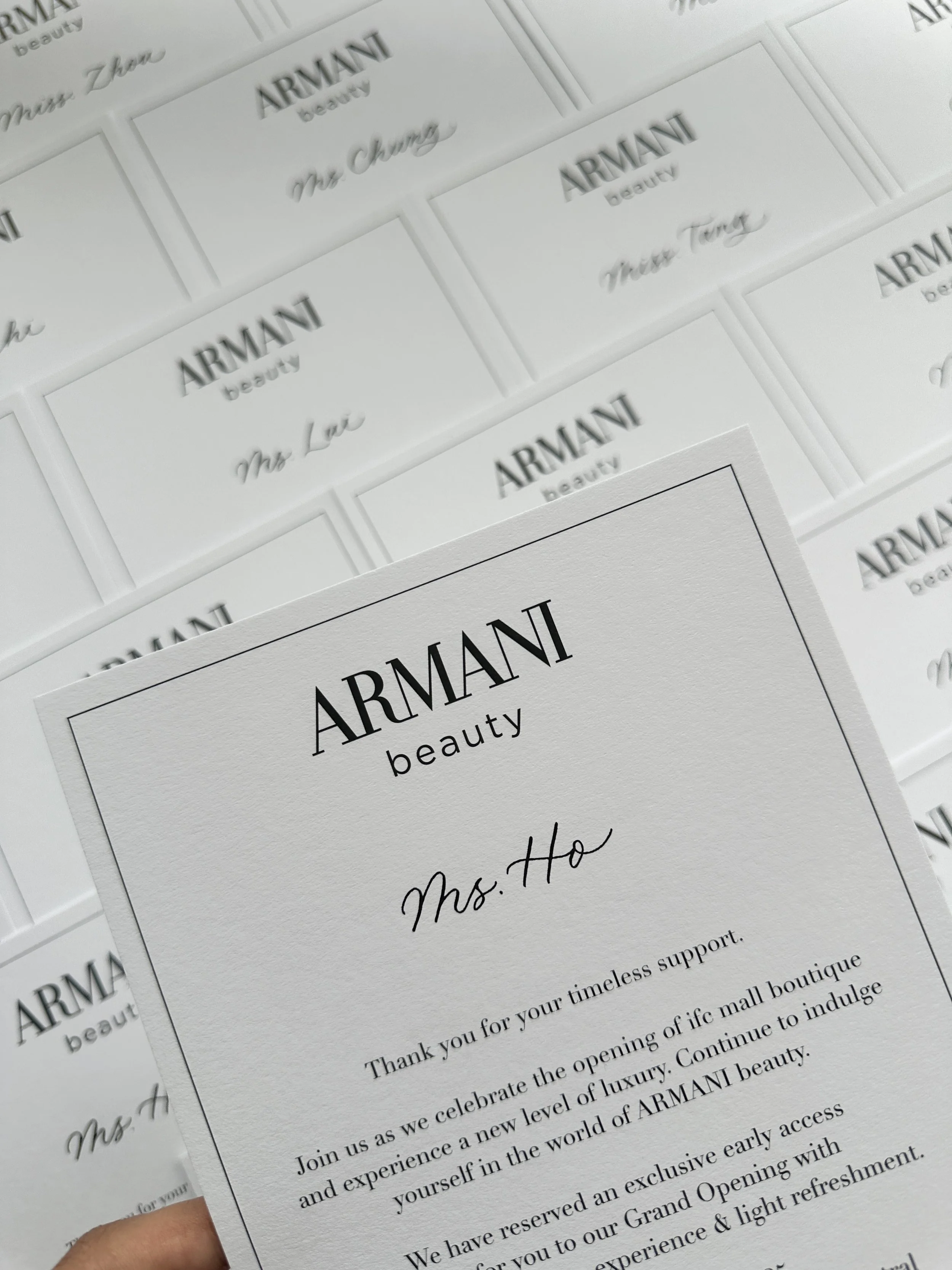 Calligraphy on Invitations Hong Kong - for Armani Beauty