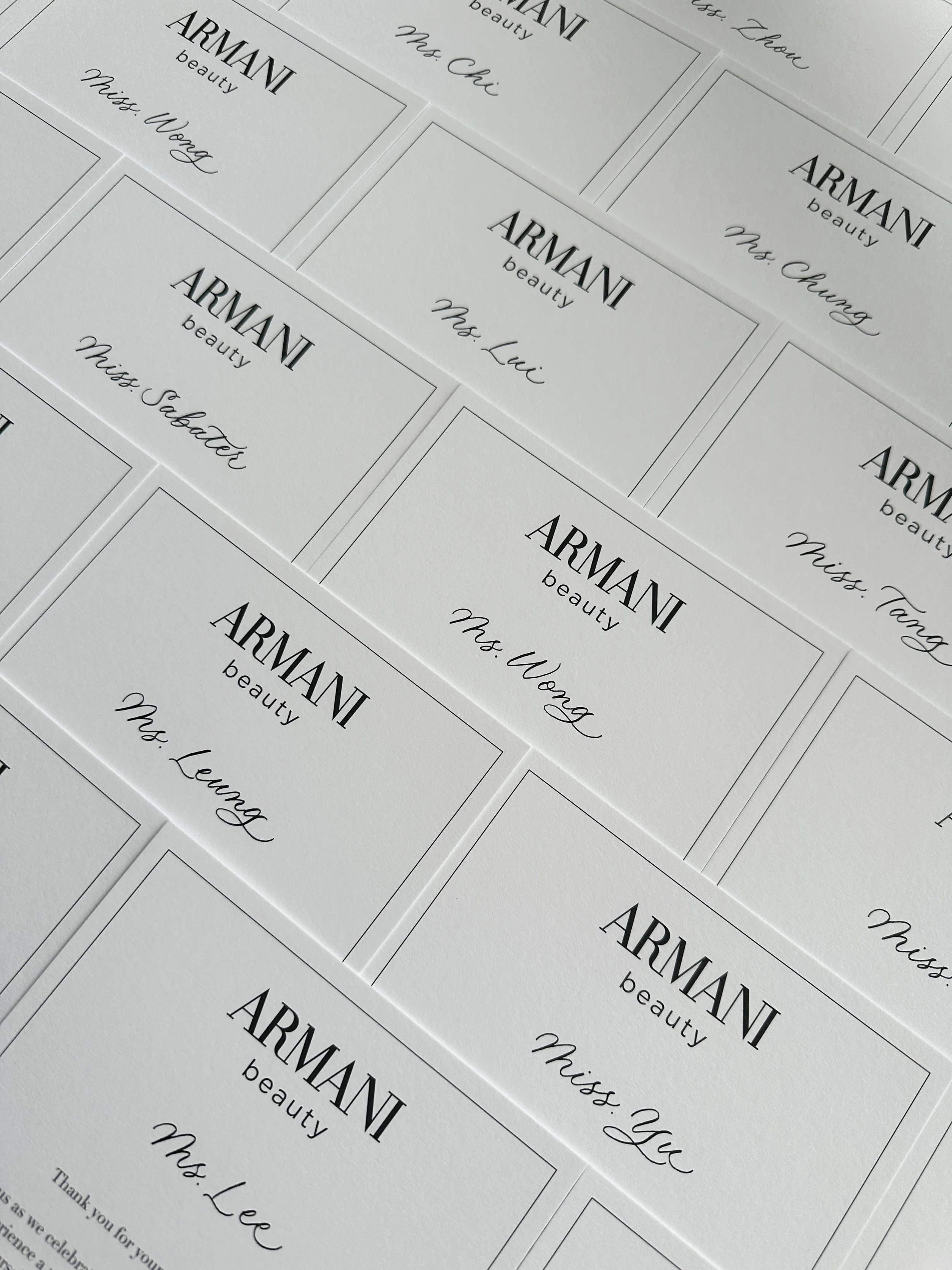 Calligraphy on Invitations Hong Kong - for Armani Beauty