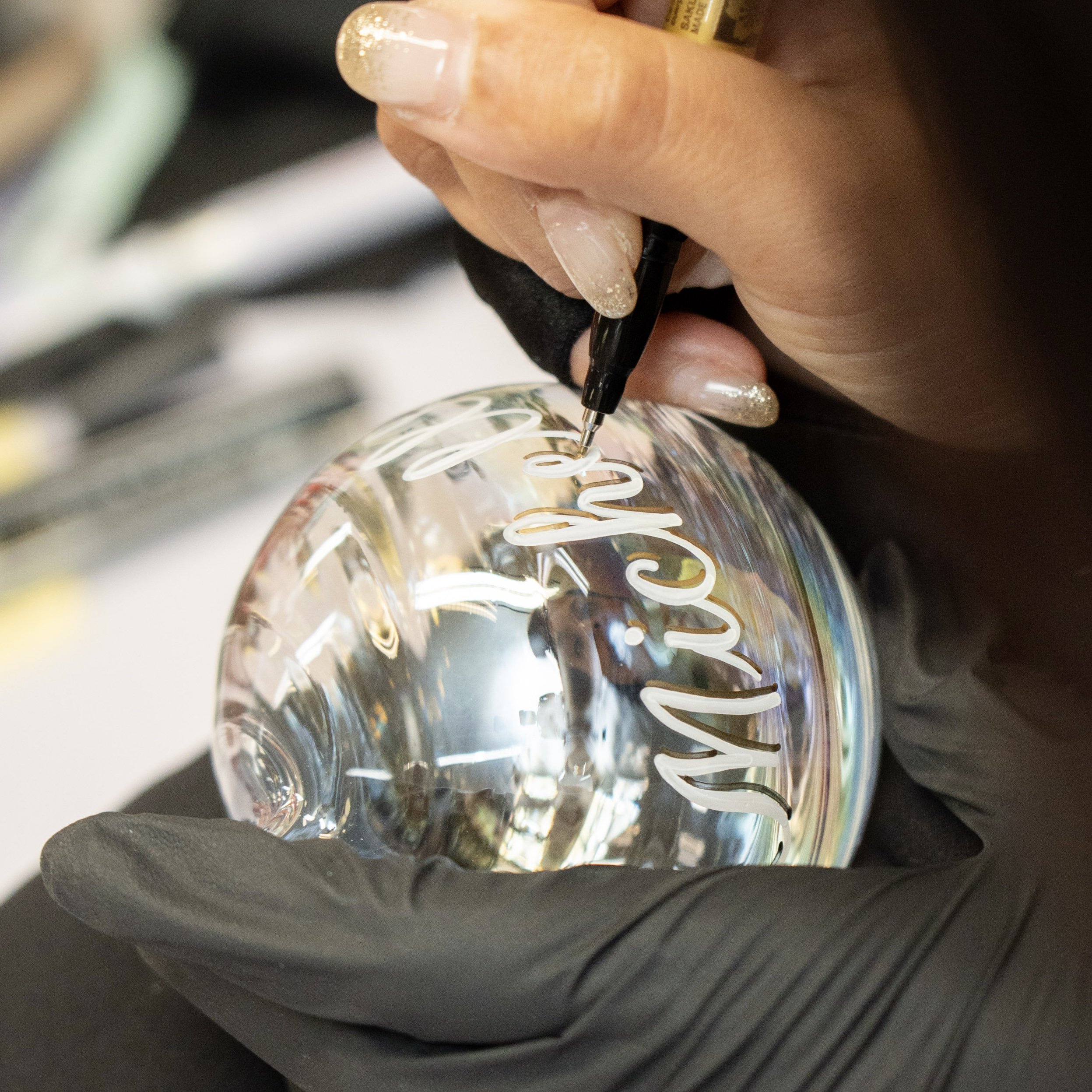 On-site calligraphy hong kong - personalised baubles for Centricity