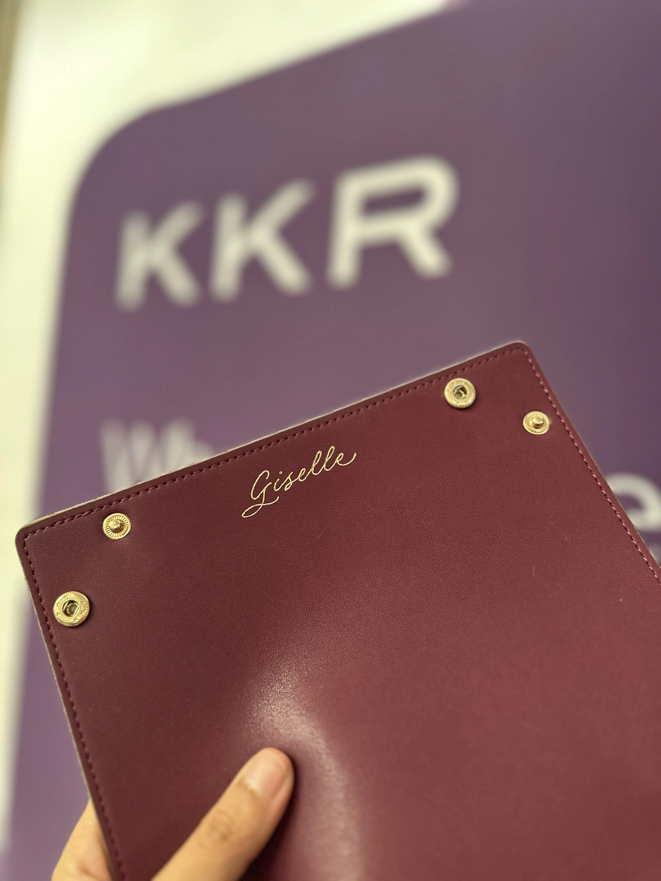 On-site Calligraphy Heat Foiling on Leather trays for conference in Hong Kong