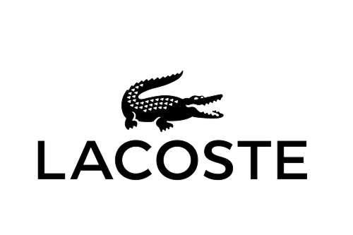 Logo de Lacoste avec un crocodile stylisé et le nom 'LACOSTE' en dessous.