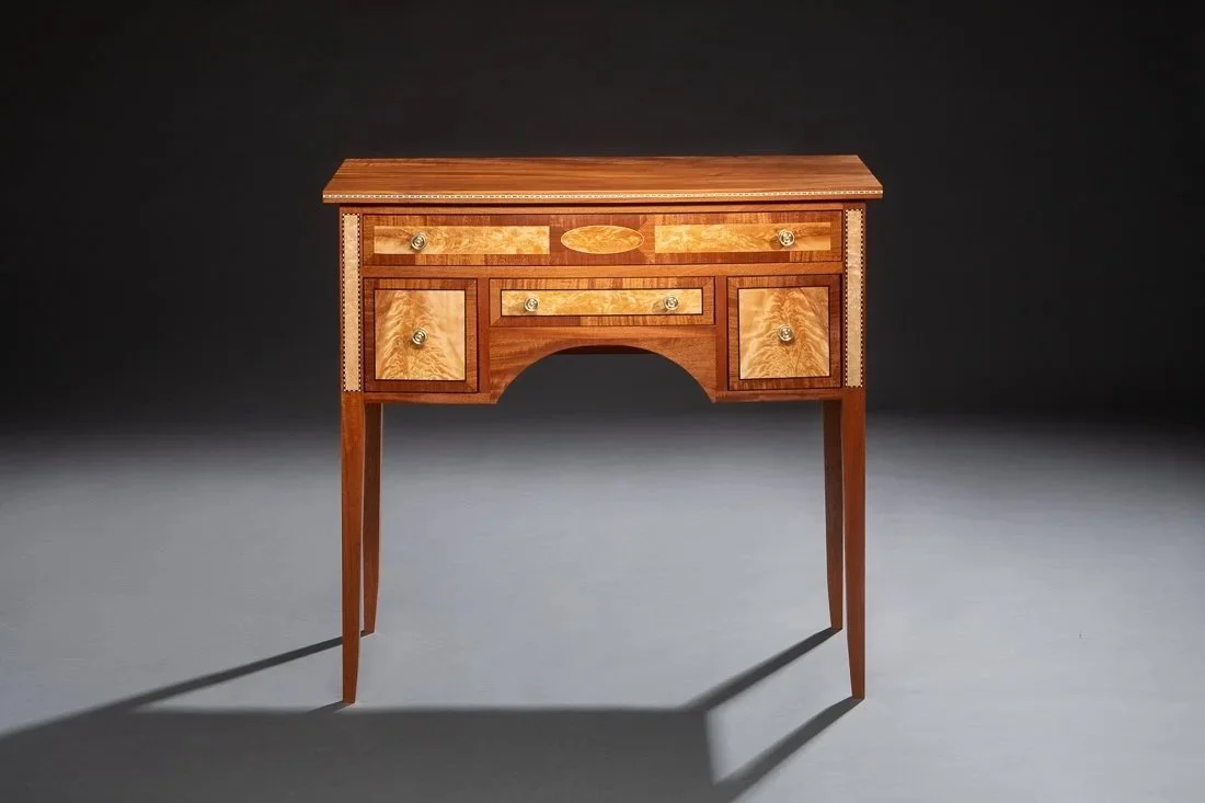 Portsmouth Sideboard — Mahogany with figured crotch birch | Federal period | Hand-cut ebony and holly bandings