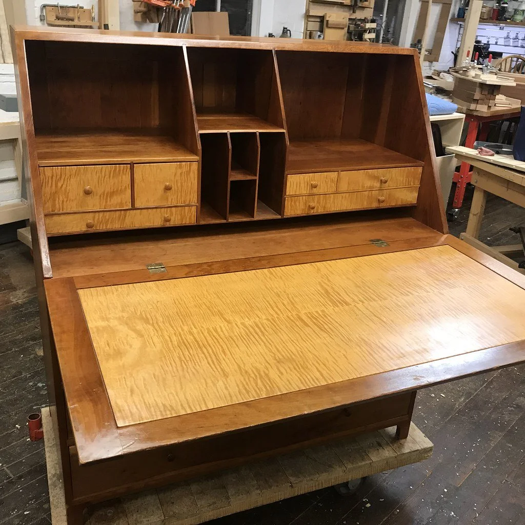 Slant front desk ca 1970 that had seen better days was given new life.