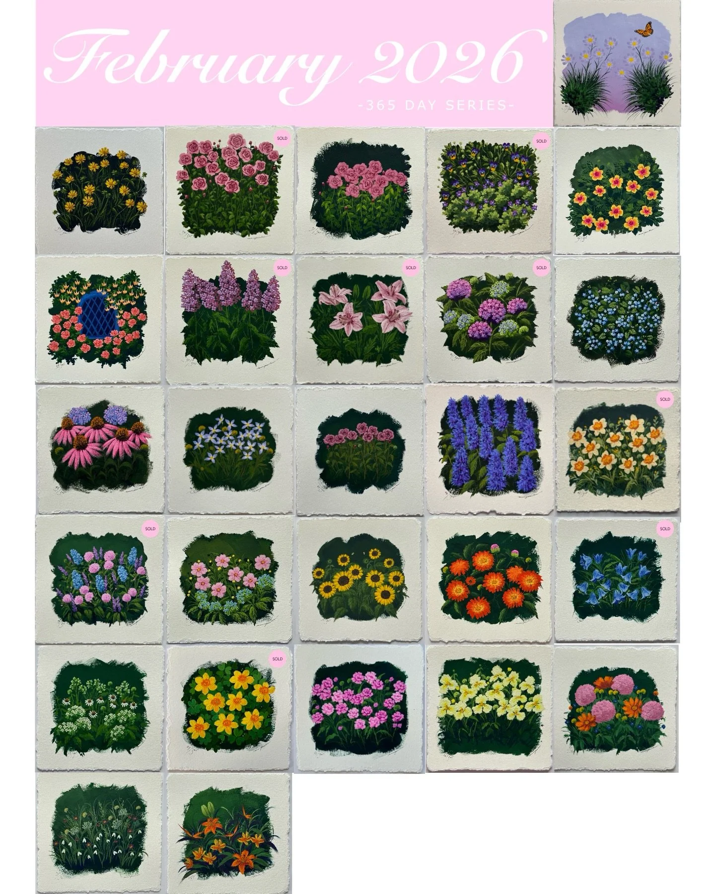 Goodbye to the fastest and slowest month of the year! 

February was filled with lots of jewel tones, contrasting colours, and many exciting requests for different flowers 

Thank you to everyone who collected a painting this month and for all contin