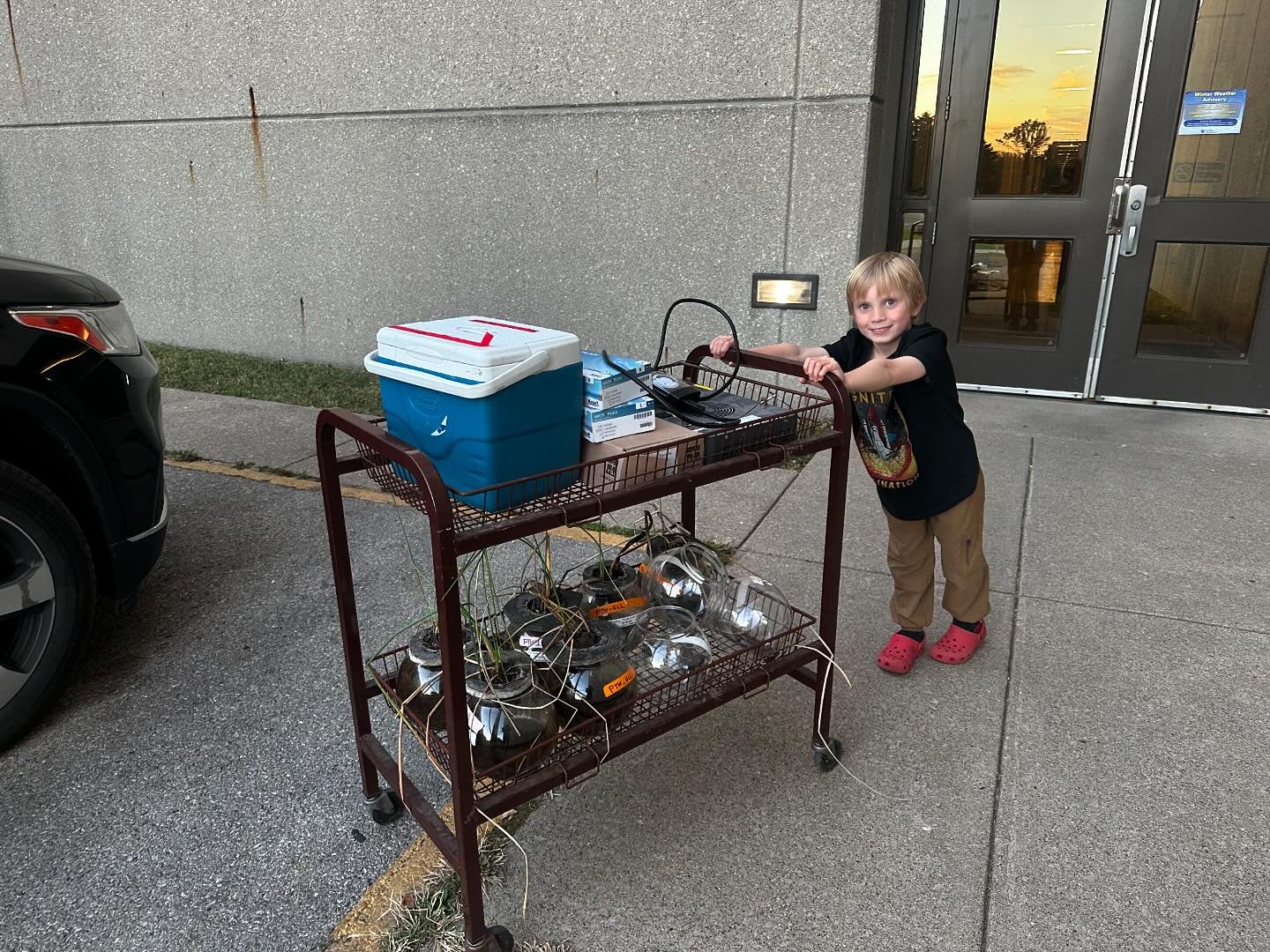 Excited to visit our last high school participating in the mesoWheels program tomorrow! I had a great assistant this evening packing up! We have been so lucky to have the following schools participating in the program this year!  Bryan Station High S