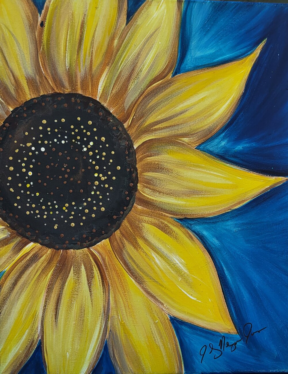 Sunflower, Original Painting by Jackey Neyman Jones, 16 x 20 Canvas