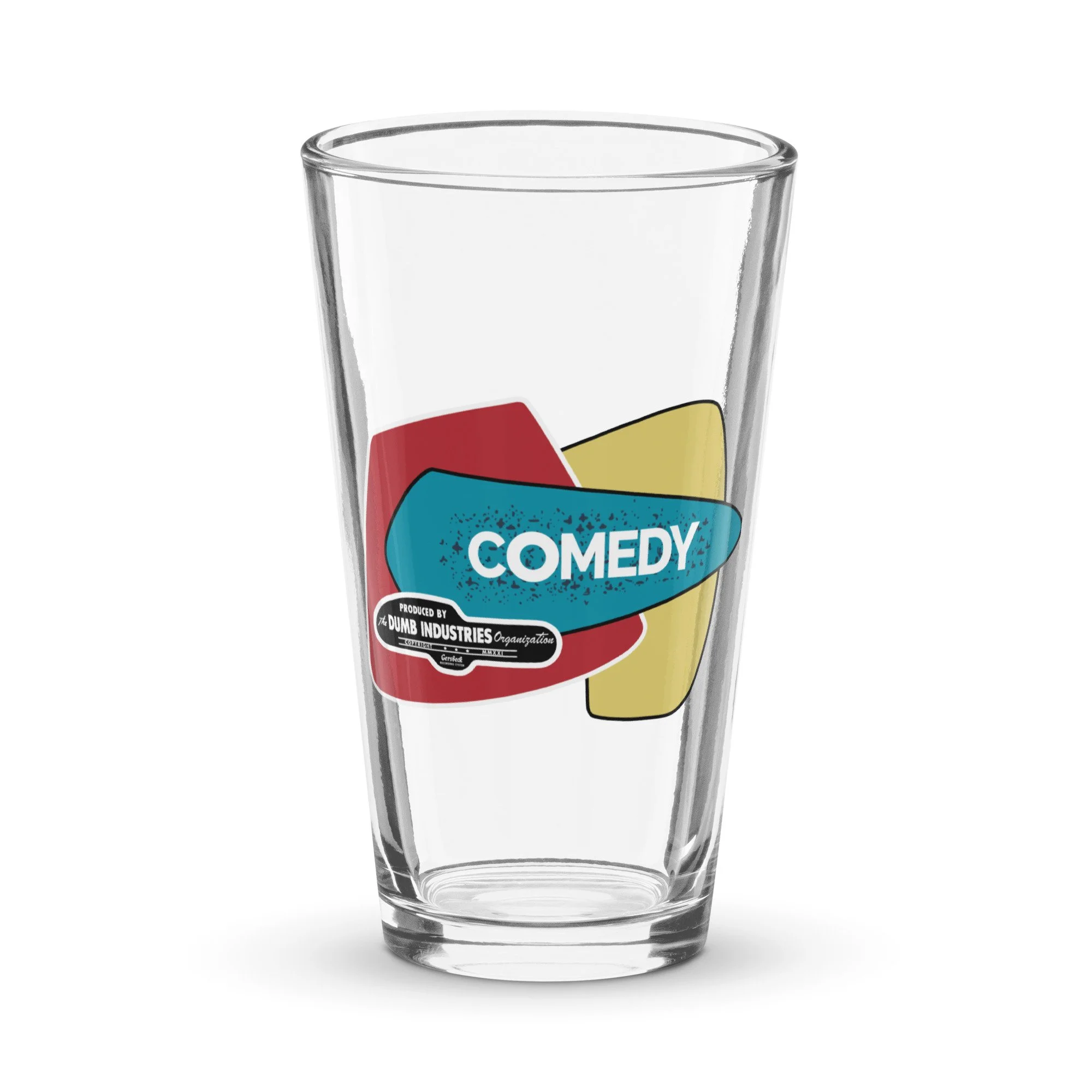 Comedy Produced by The Dumb Industries Organization Design by Josh Flowers | Shaker pint glass