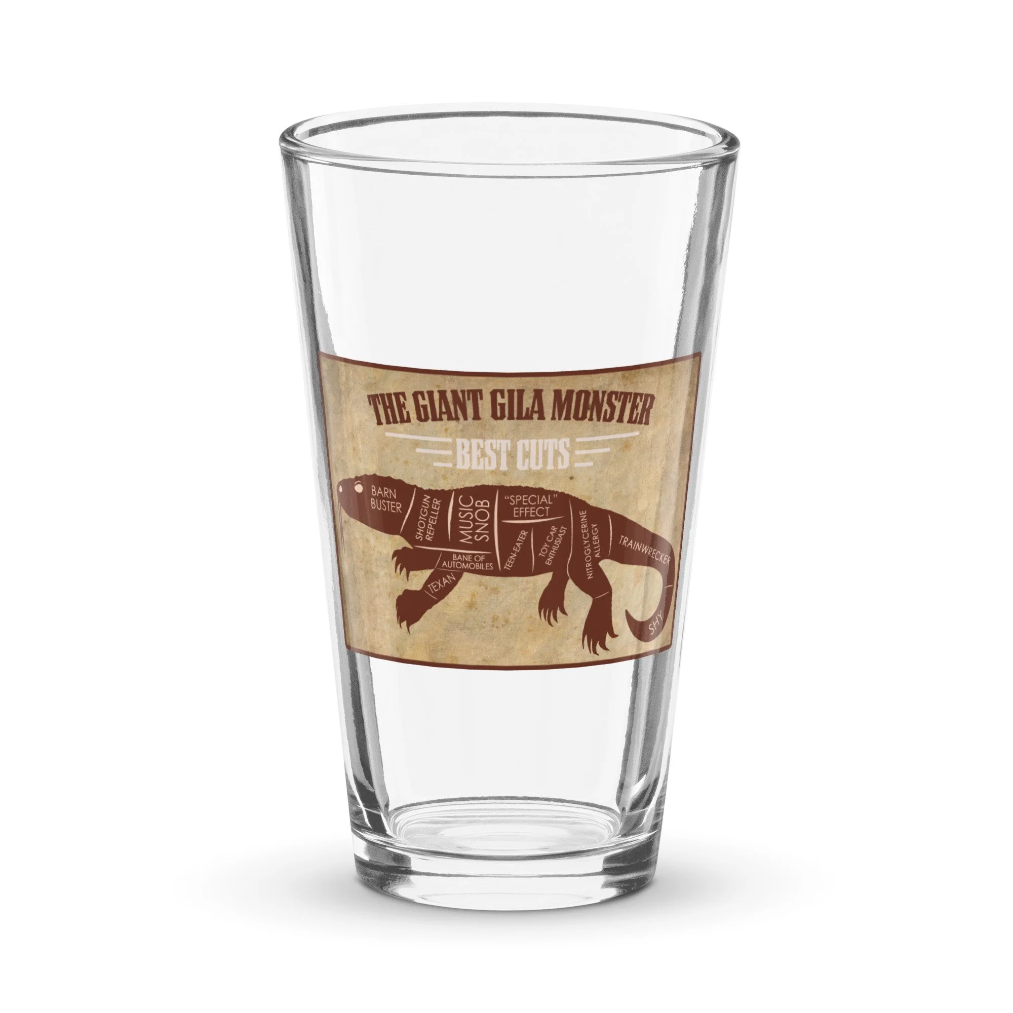 Dumb Industries | Giant Gila Monster Best Cuts design by Josh Flowers | Shaker pint glass