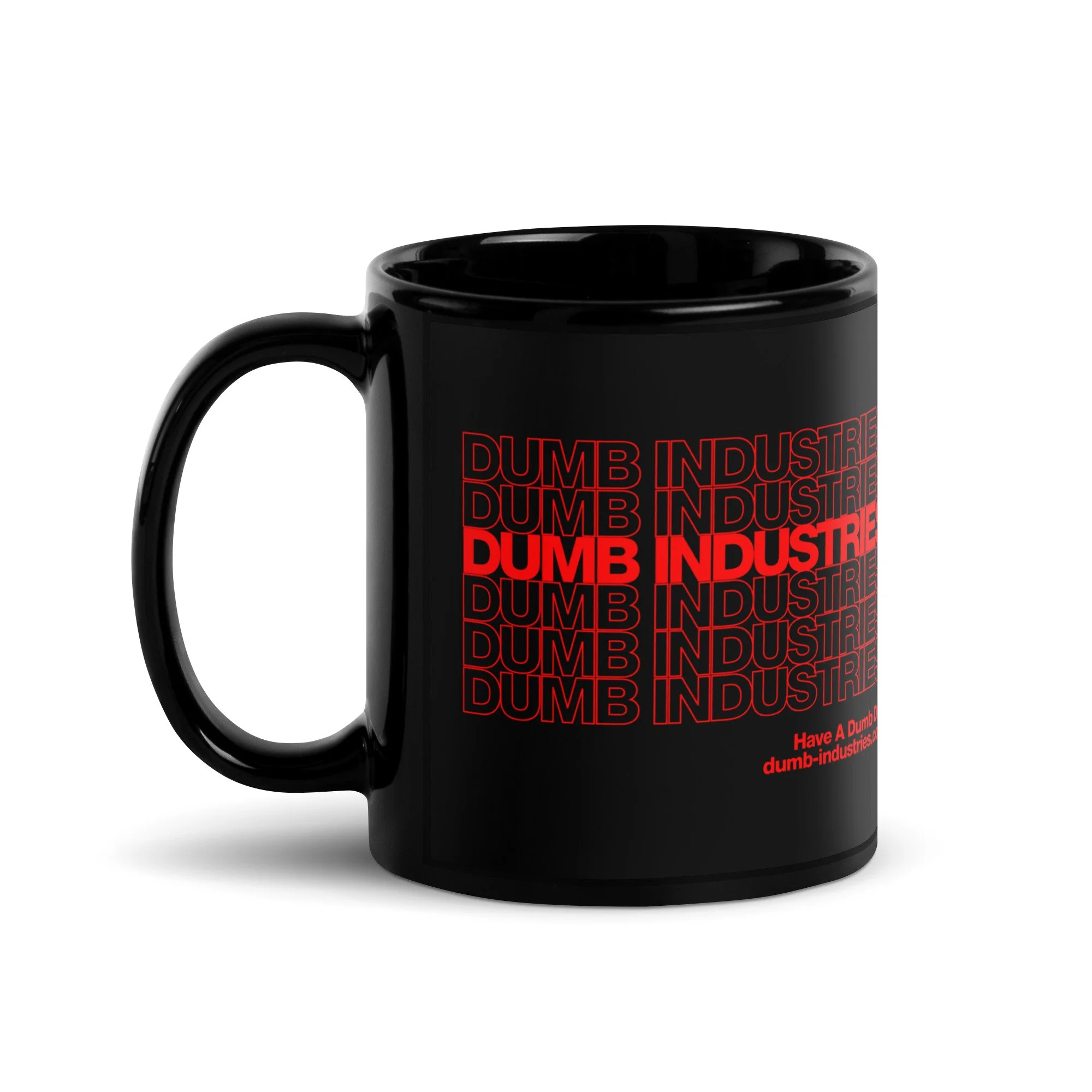 Dumb Industries | Shopping Bag Logo | Black Glossy Mug