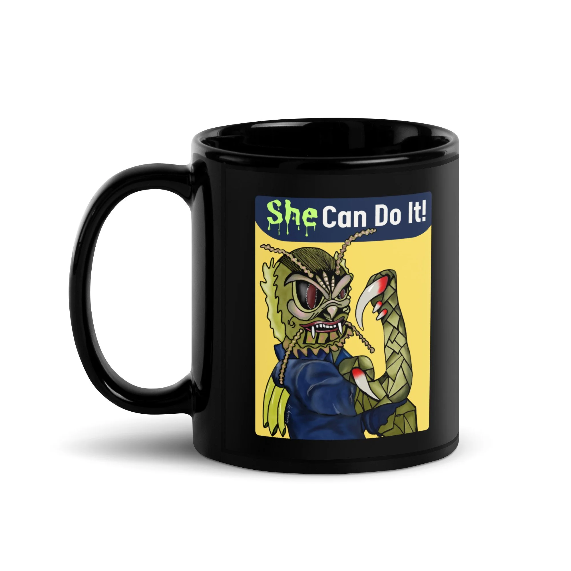 She (Creature) Can Do It! | Dumb Industries | Mashup | Black Glossy Mug