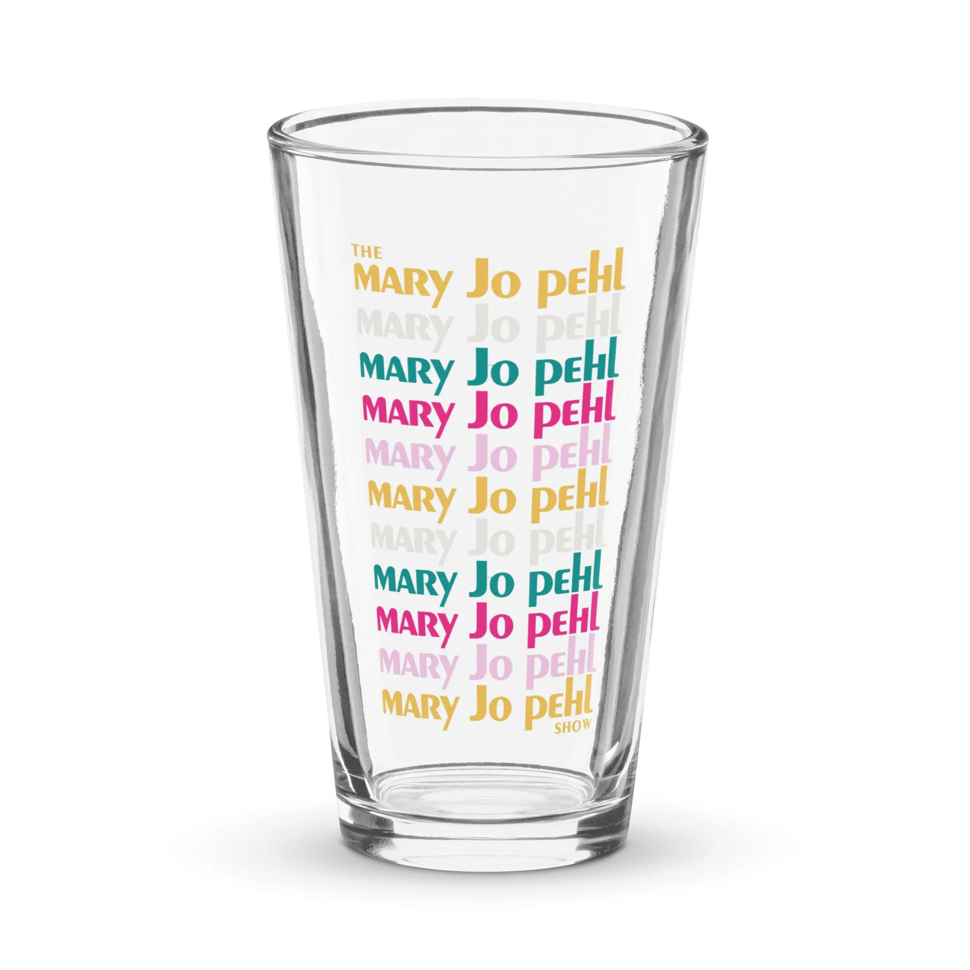 The Mary Jo Pehl Show | Mary Tyler Moore Logo | Shaker pint glass