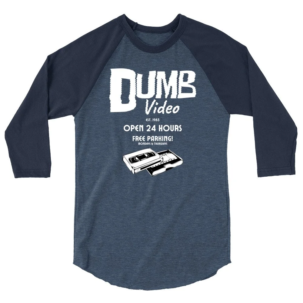 Dumb Video | Open 24 Hours | 3/4 sleeve raglan shirt