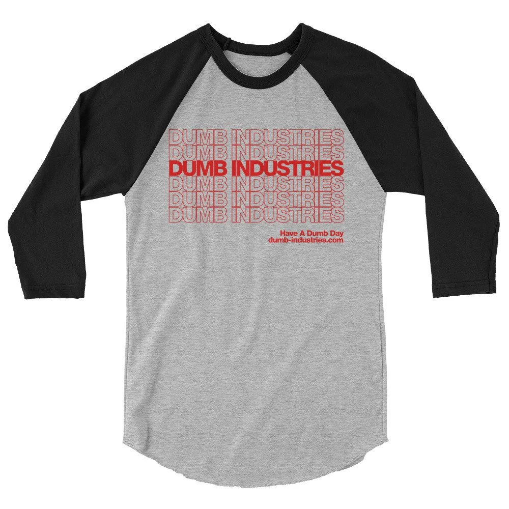 Dumb Industries | Shopping Bag Logo | 3/4 sleeve raglan shirt