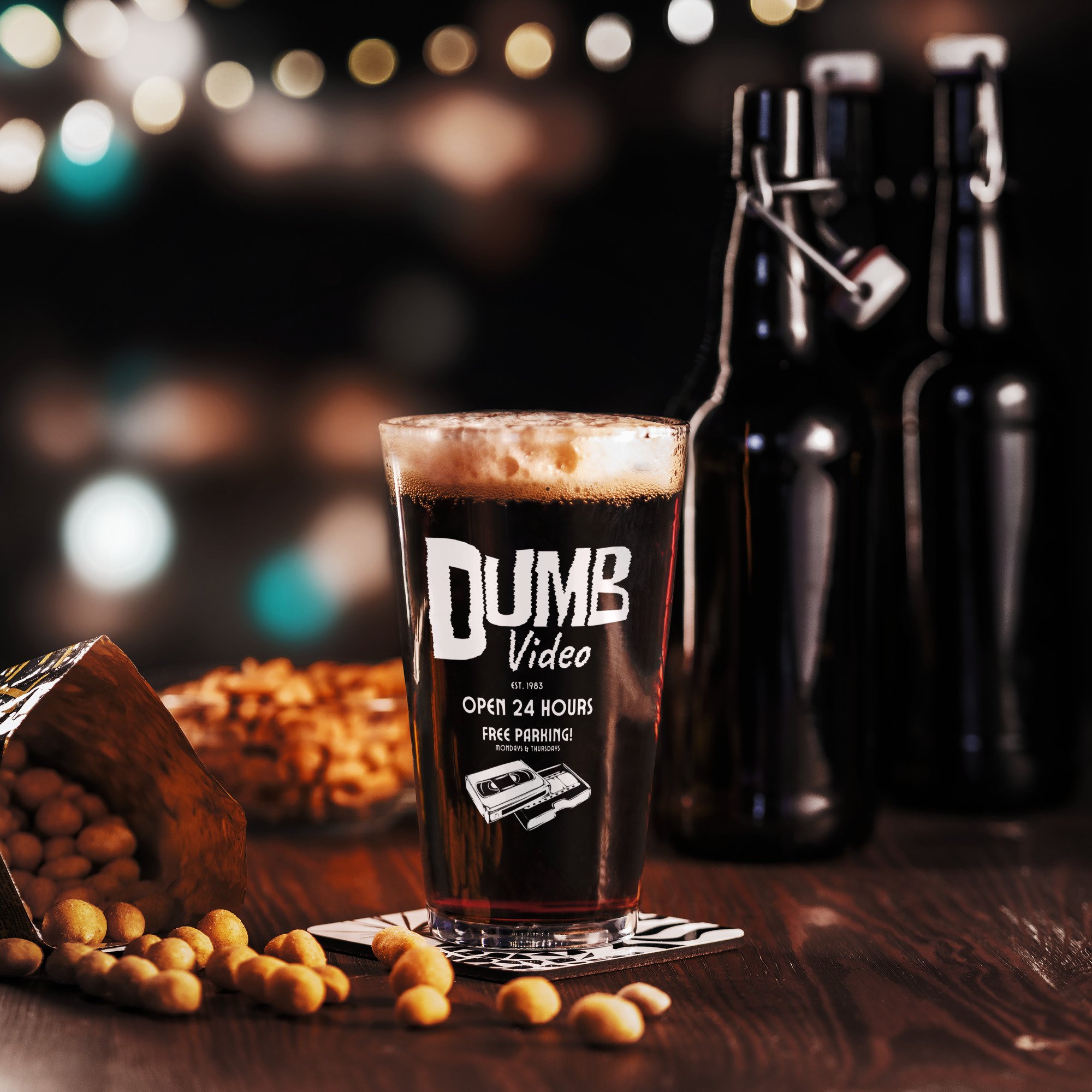 Dumb Video | Open 24 Hours | Shaker pint glass