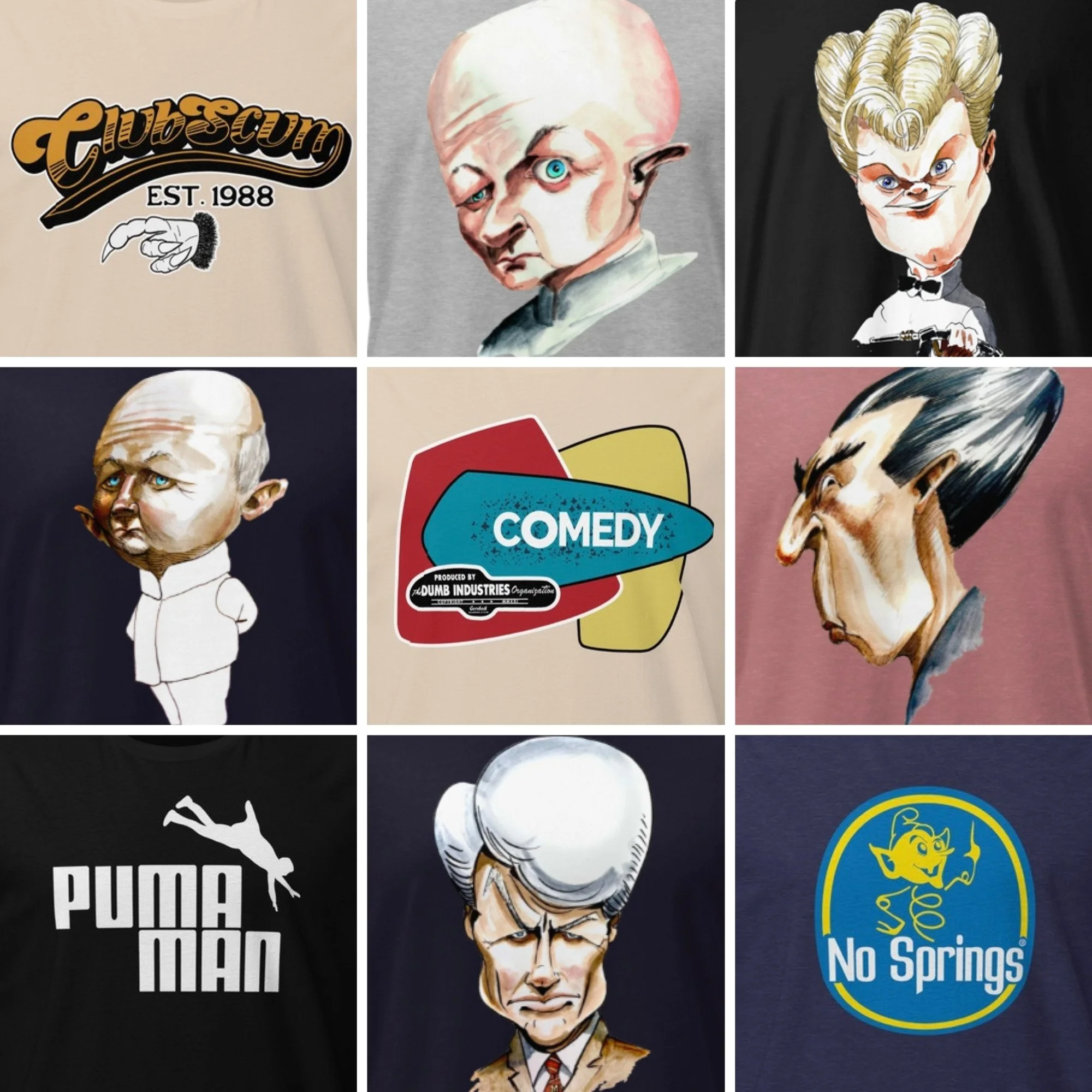 Dumb T-Shirt of the Month Club gift: nine club shirt designs by Carmen Cerra and Josh Flowers