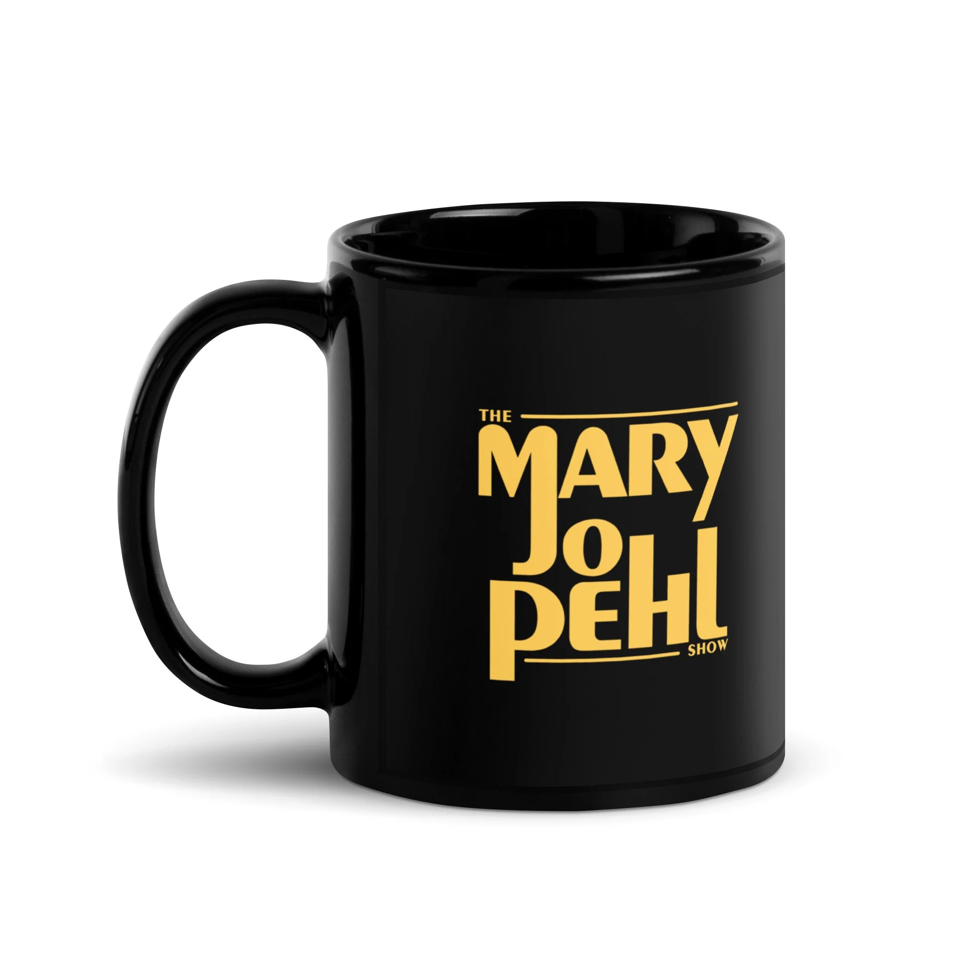 The Mary Jo Pehl Show Logo | Black Glossy Mug