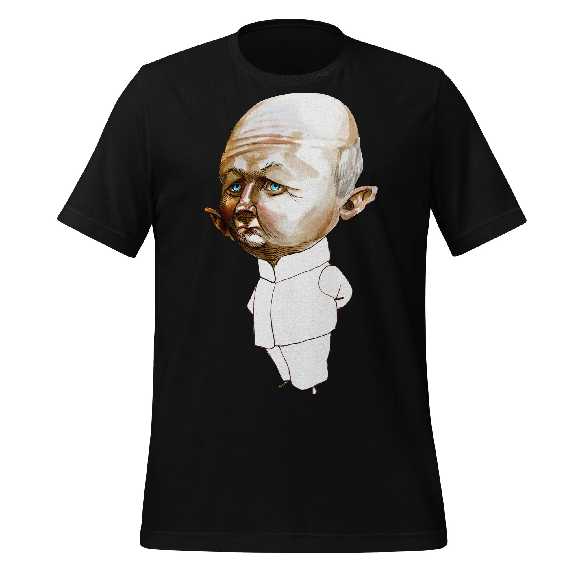 Donald Pleasance by Carmen Cerra unisex t-shirt in black, front view