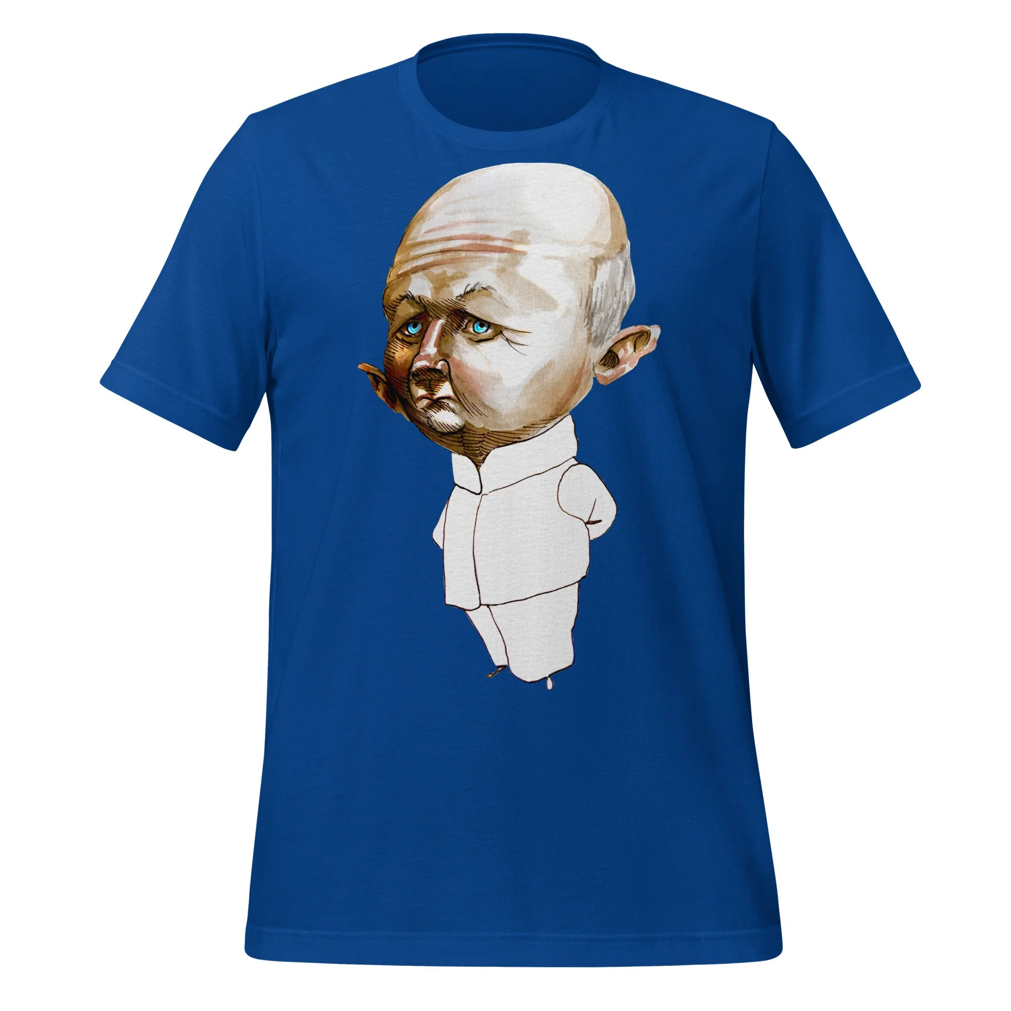 Donald Pleasance by Carmen Cerra unisex t-shirt in true royal, front view
