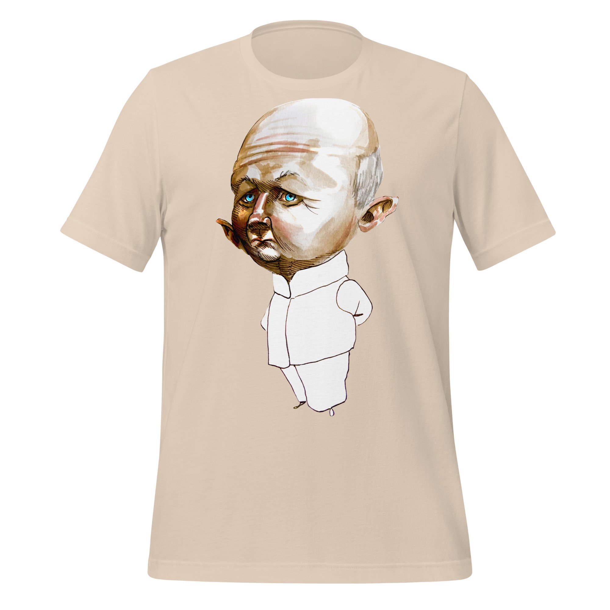 Donald Pleasance by Carmen Cerra unisex t-shirt in soft cream, front view