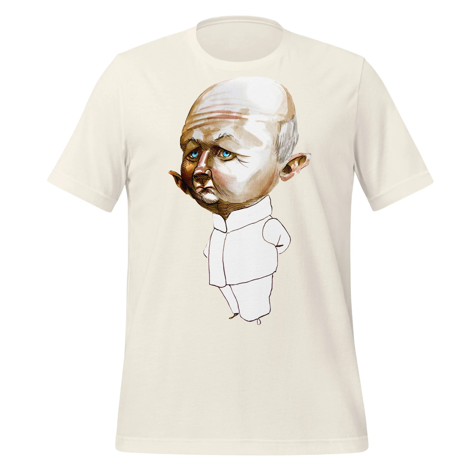 Donald Pleasance by Carmen Cerra unisex t-shirt in vintage white, front view