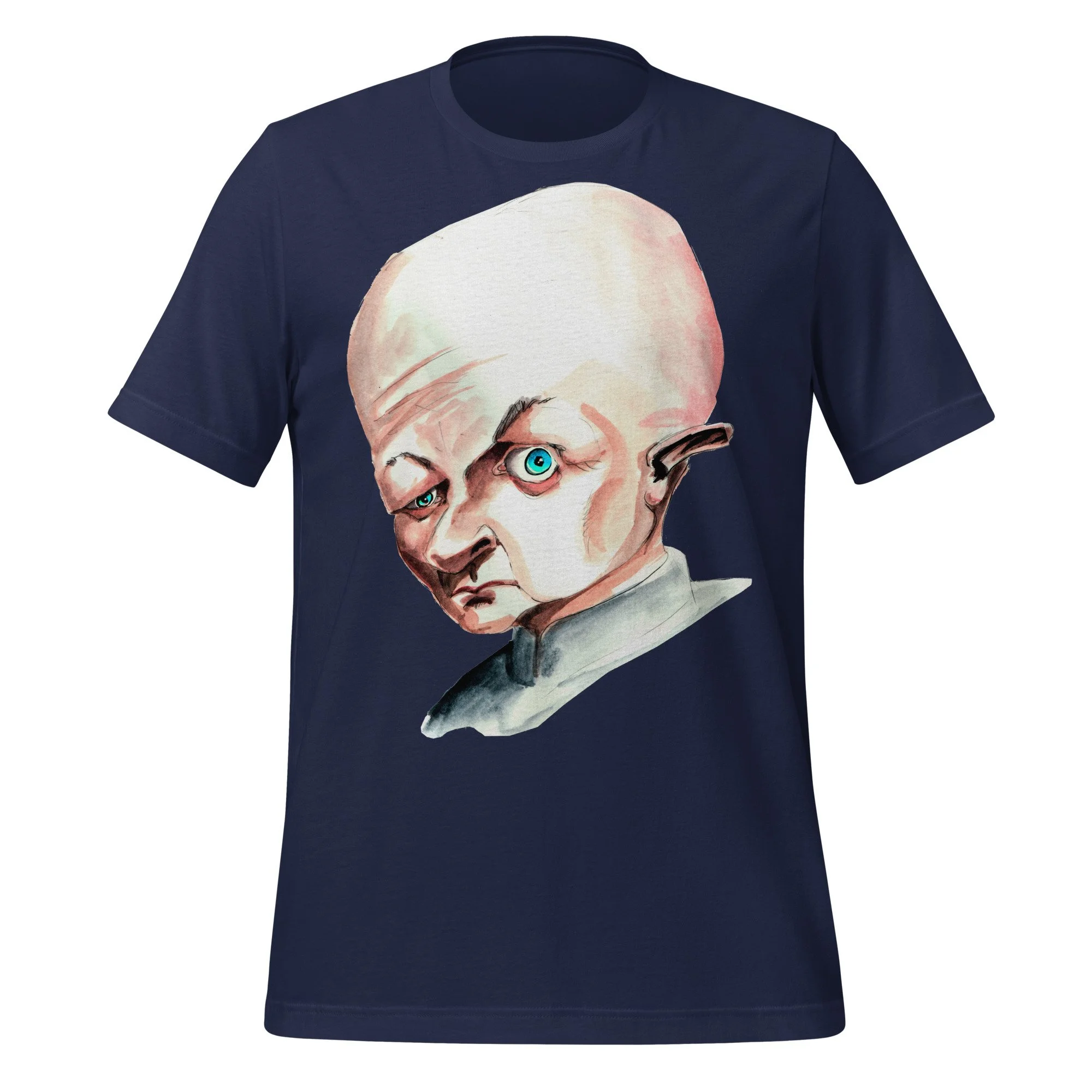 Blofeld by Carmen Cerra unisex t-shirt in navy, front view