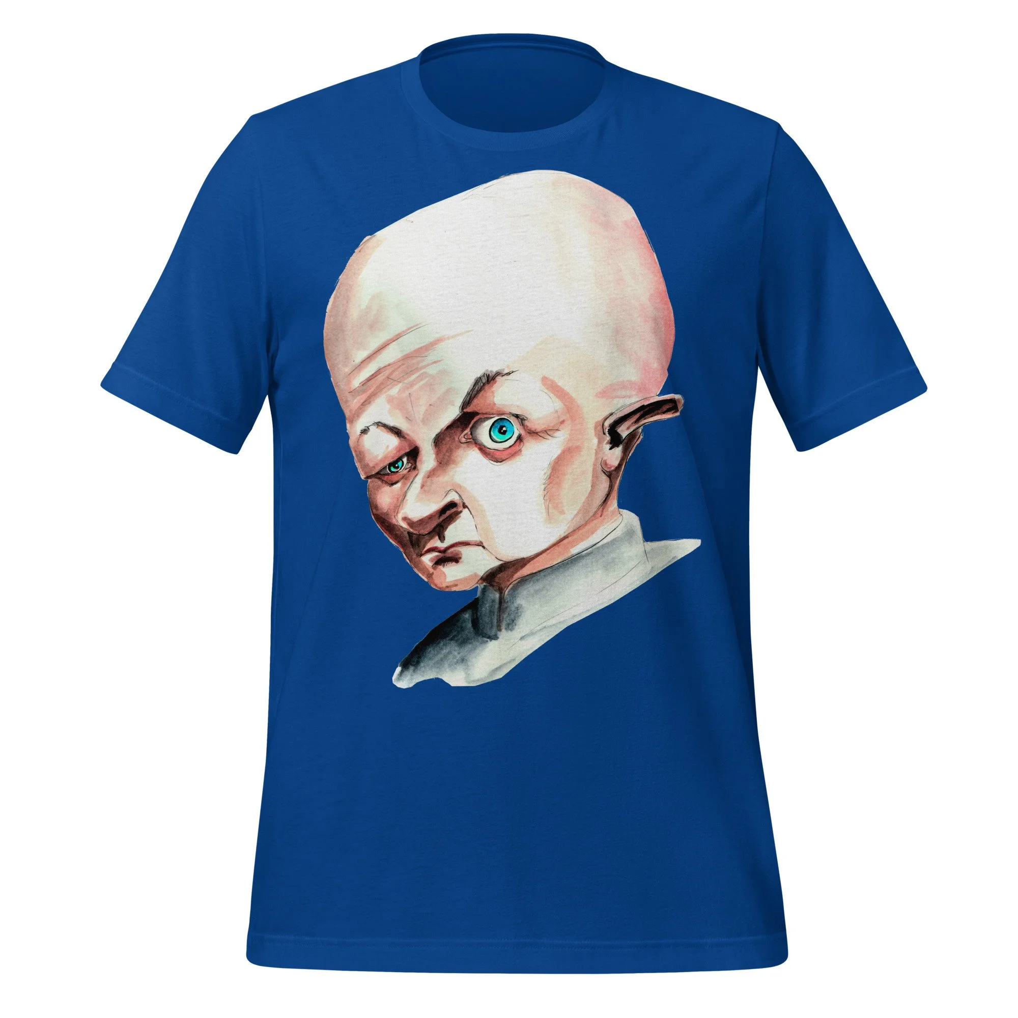 Blofeld by Carmen Cerra unisex t-shirt in true royal, front view