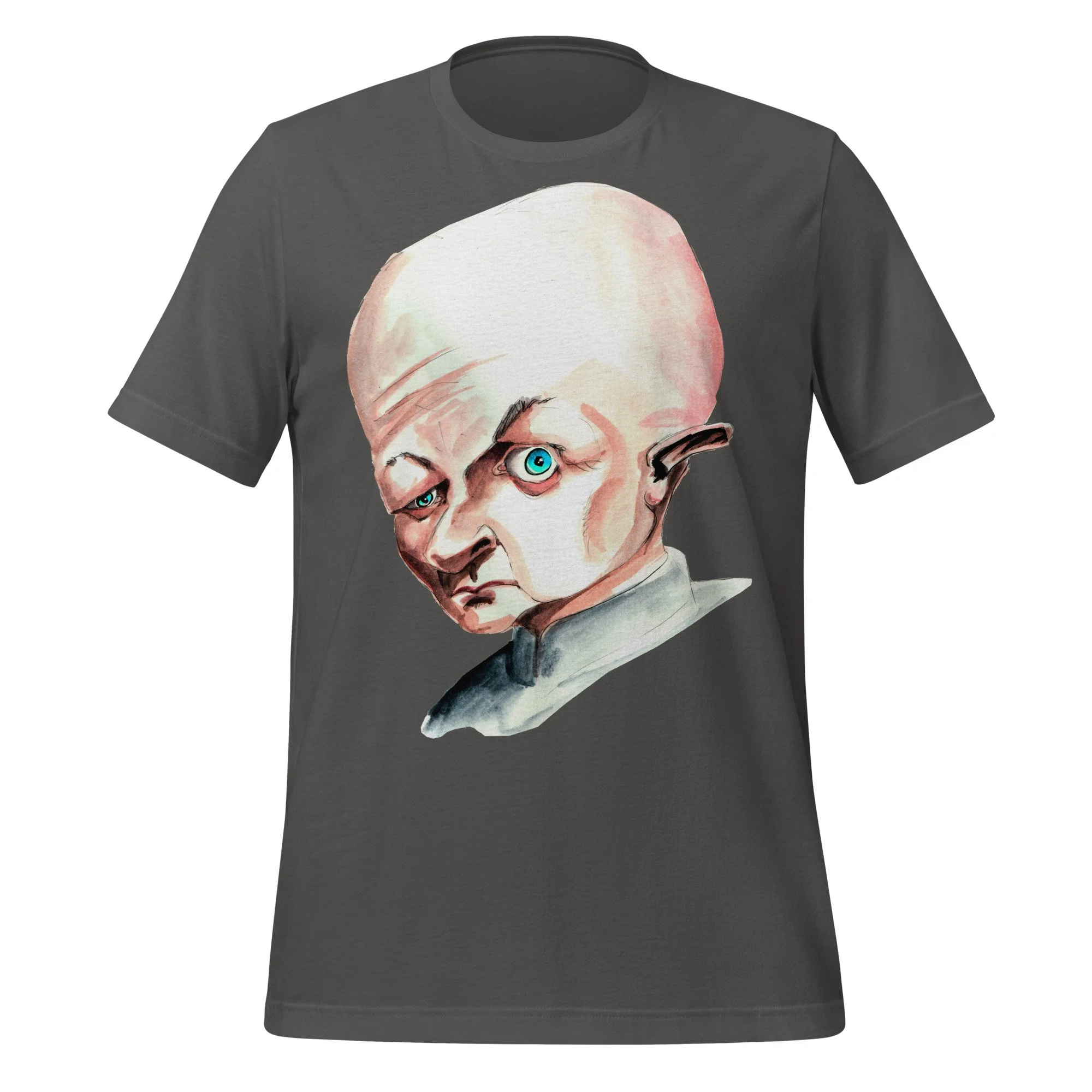Blofeld by Carmen Cerra unisex t-shirt in asphalt, front view