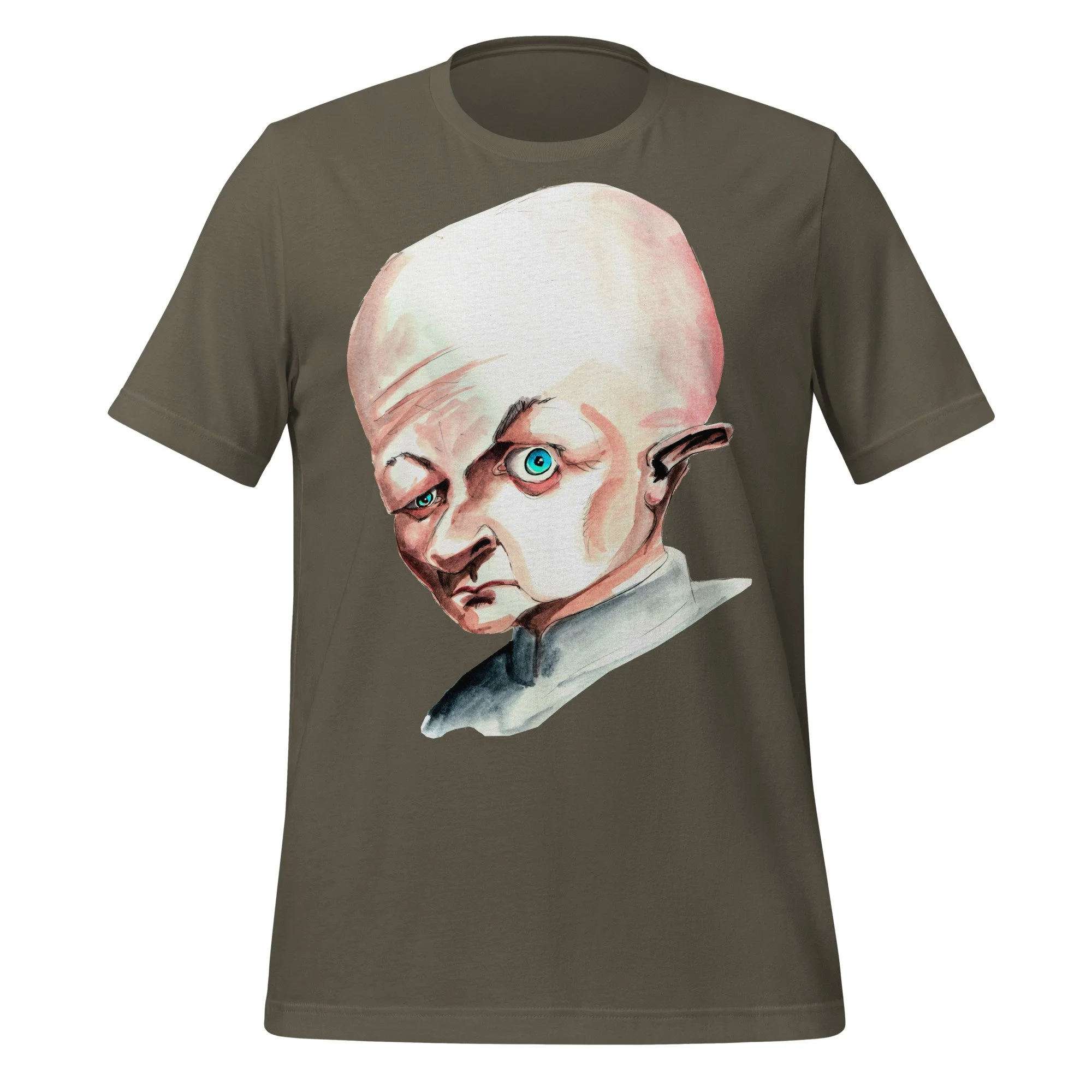Blofeld by Carmen Cerra unisex t-shirt in army, front view