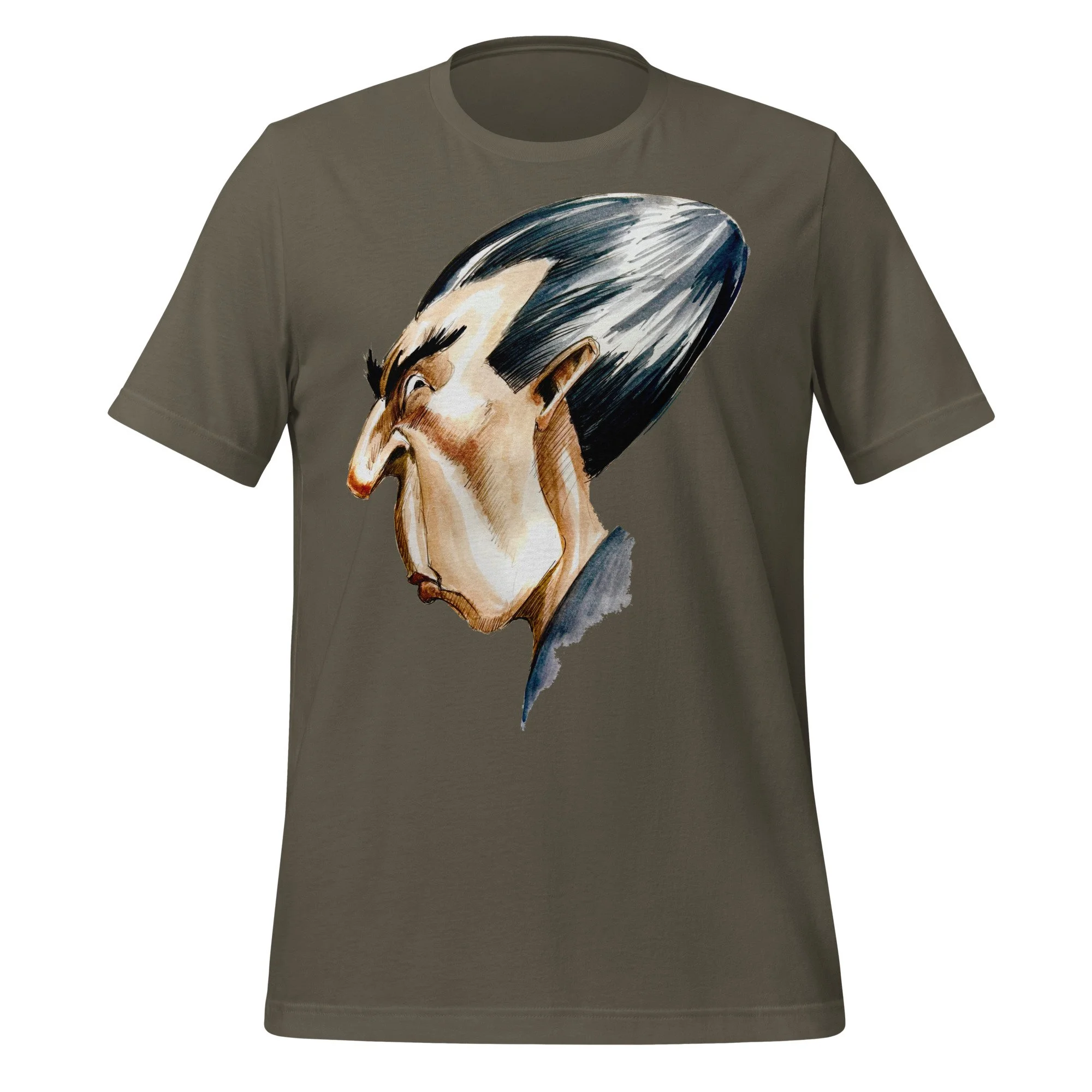 Bela Lugosi by Carmen Cerra unisex t-shirt in army, front view