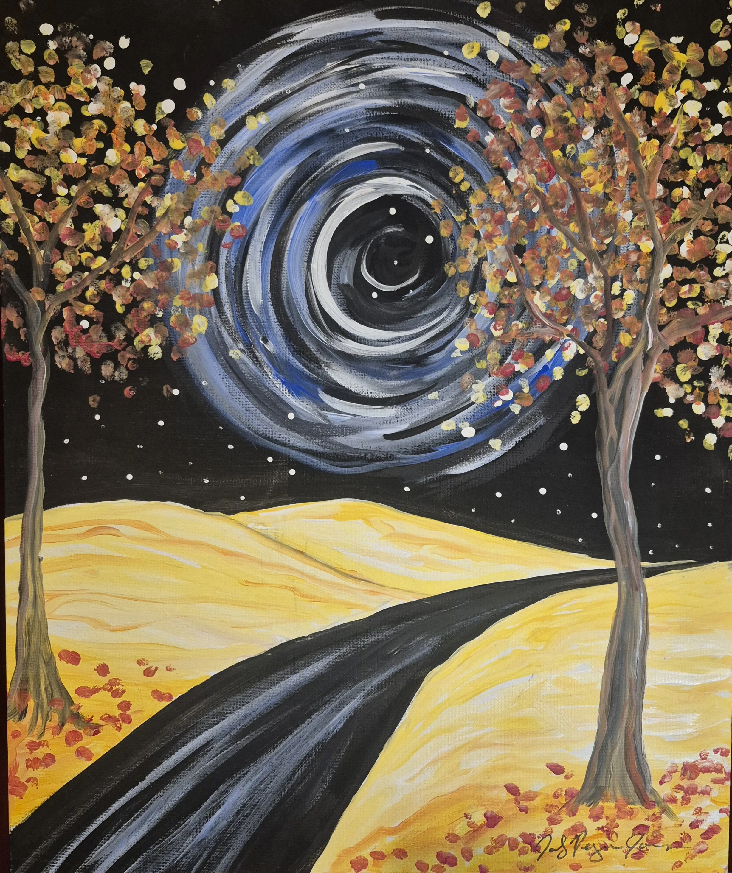 "Autumn Evening" Original Painting by Jackey Neyman Jones 16" x 20" Canvas Painting A